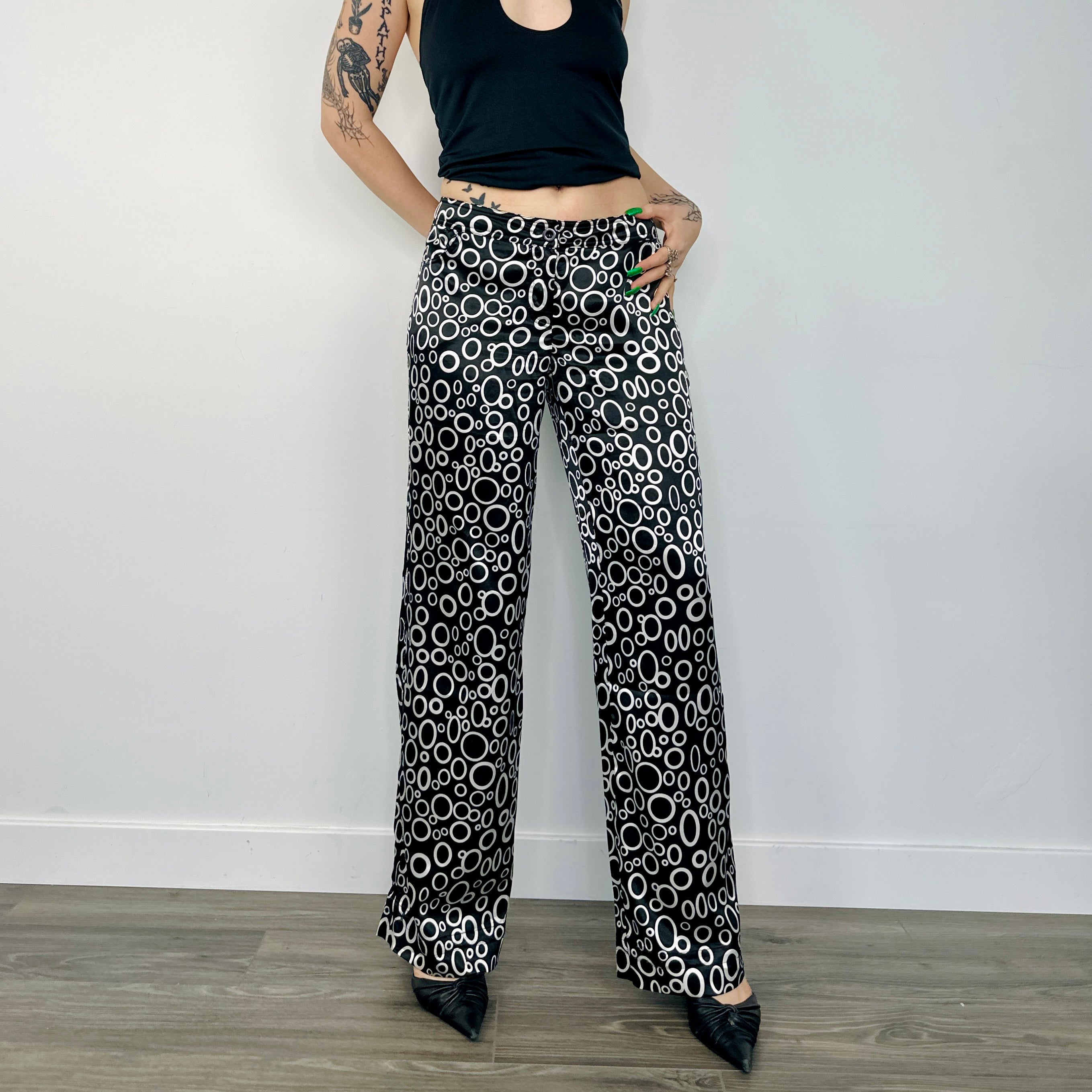 Satin Allover Print Trousers (L)