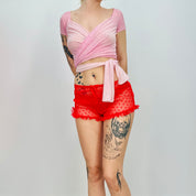 Lace Red Bloomer Shorts (Size S/M)