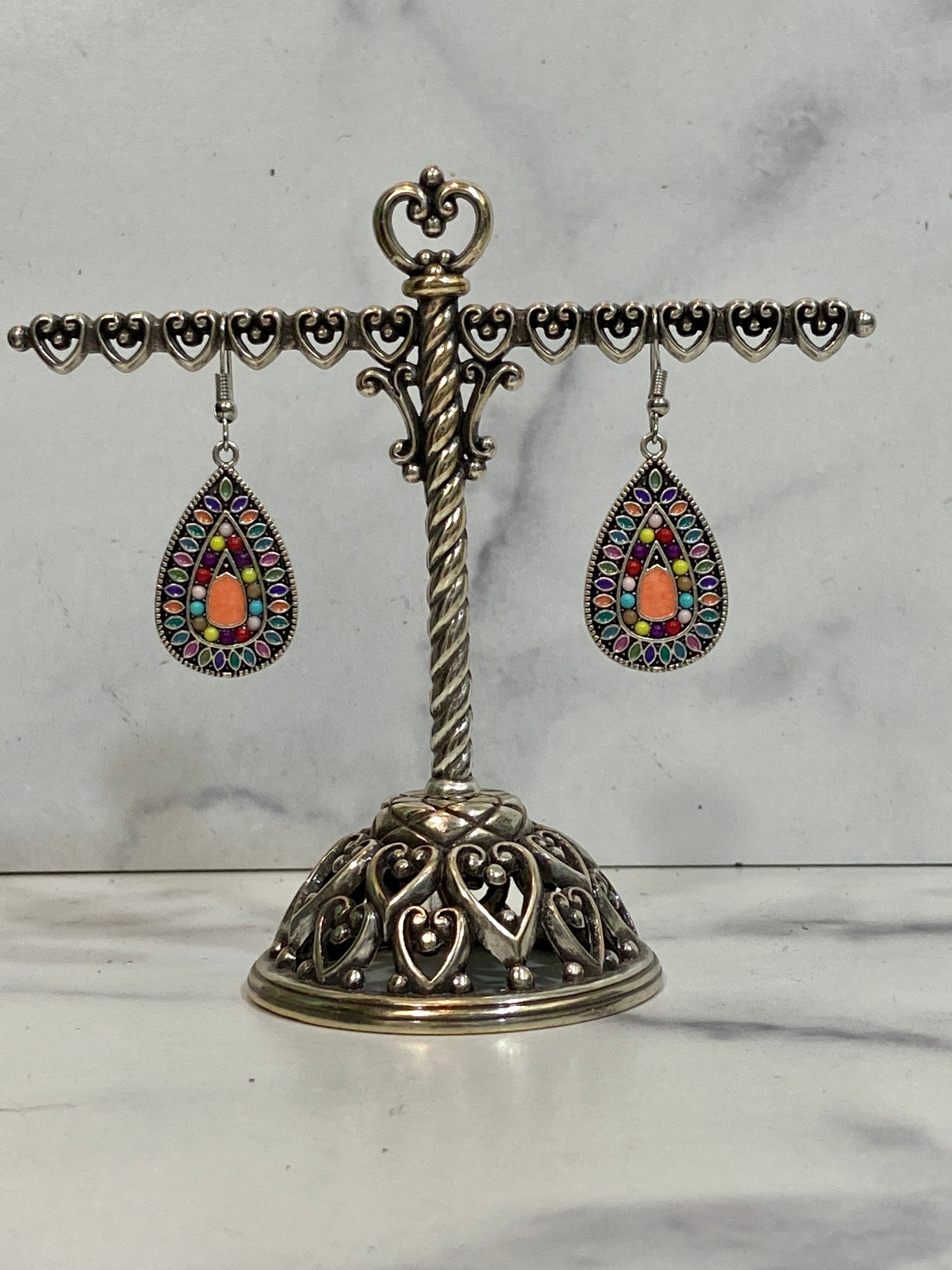 Colorful festival teardrop earring