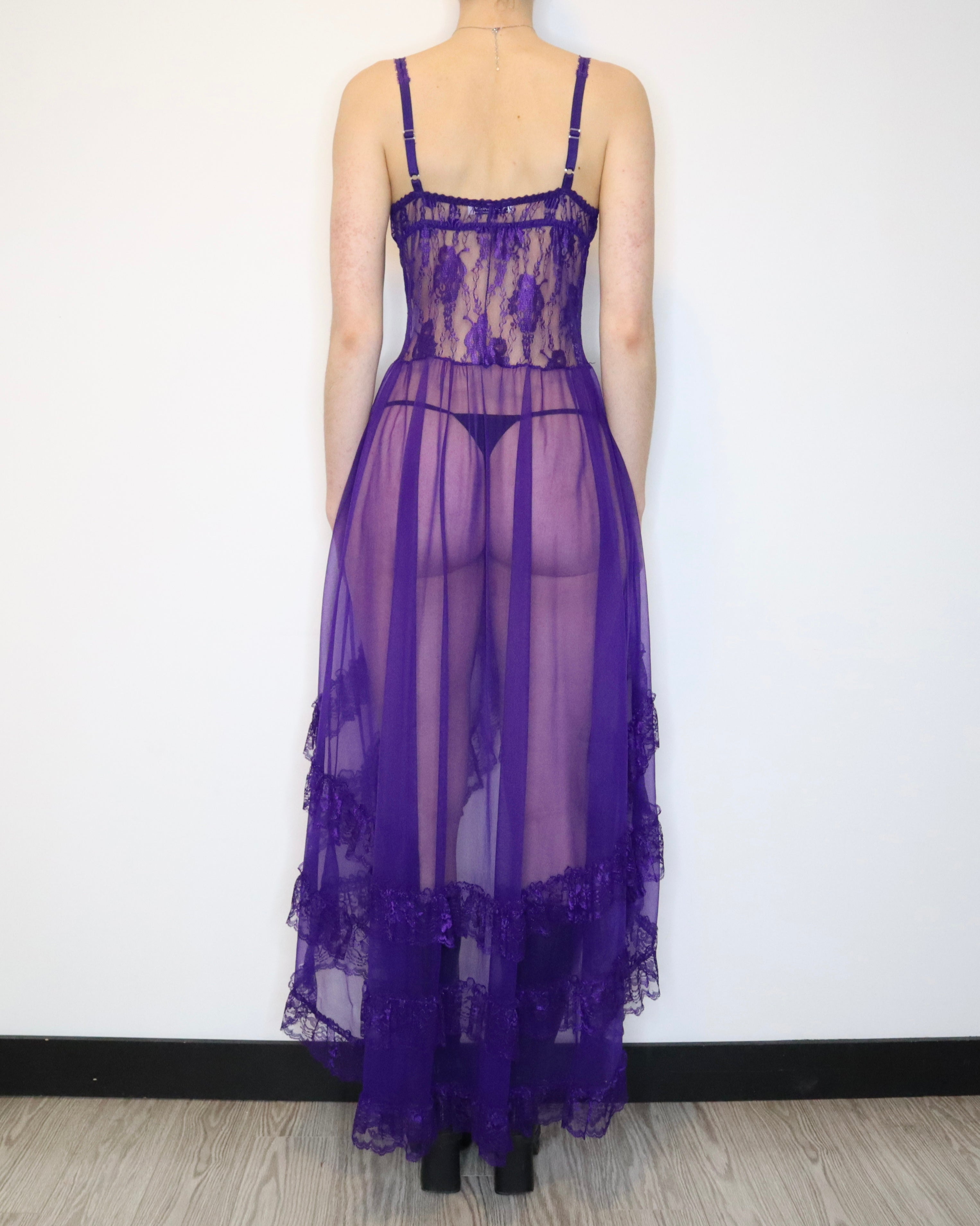 Purple Lace Bustier Dressing Gown (M-L) 
