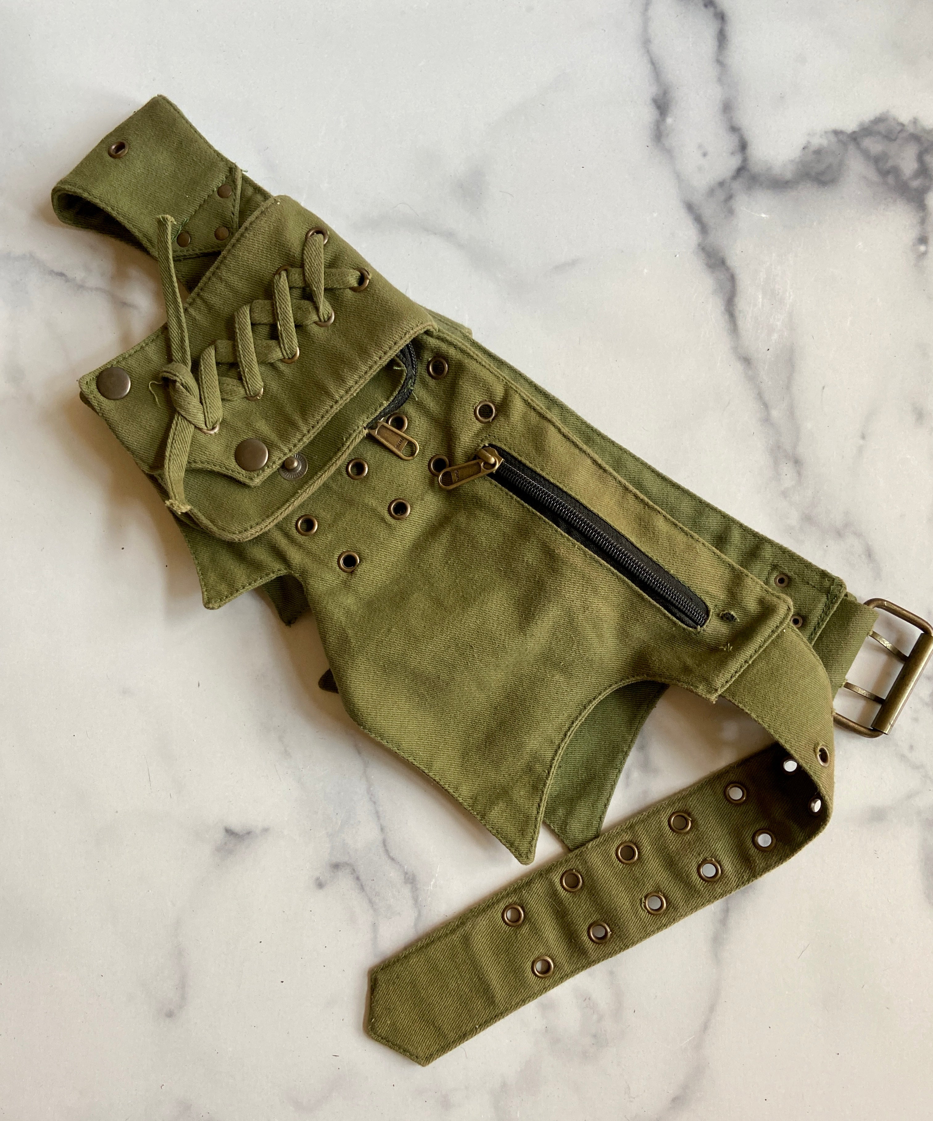 Olive green pocket belt