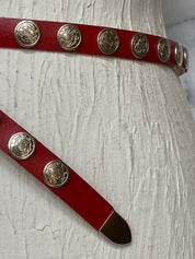 Red  silver skinny belt