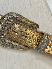 Western gold leather belt