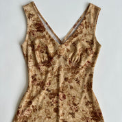 Y2k brown floral mini dress - S