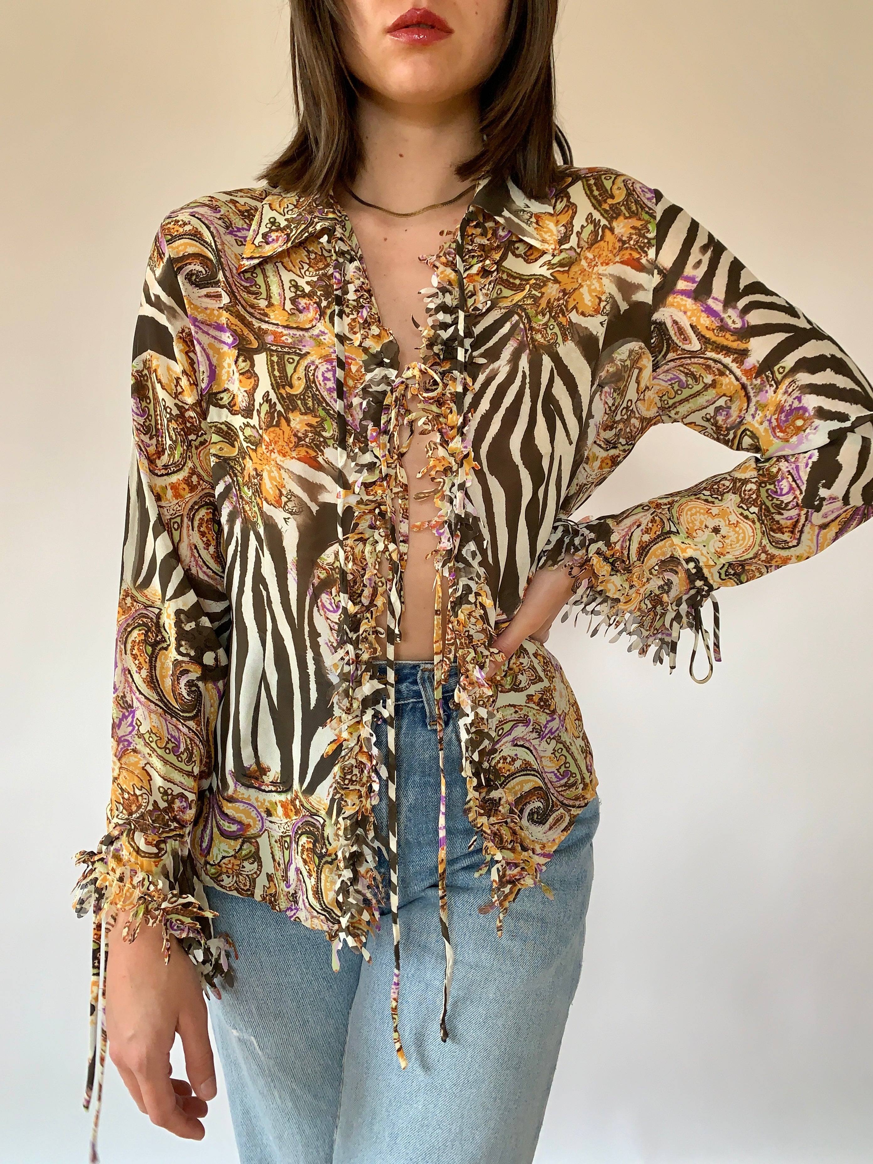 Y2K Safari Blouse - Small