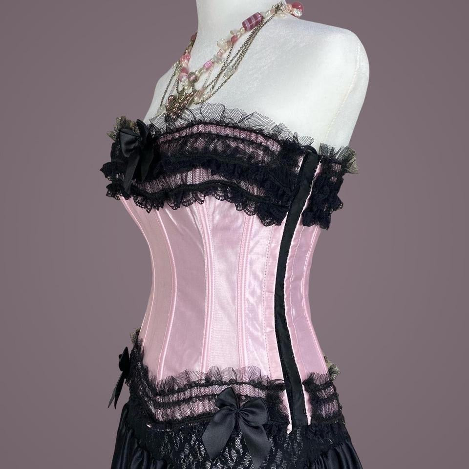 Y2K Baby Pink Satin Corset (XS/S)