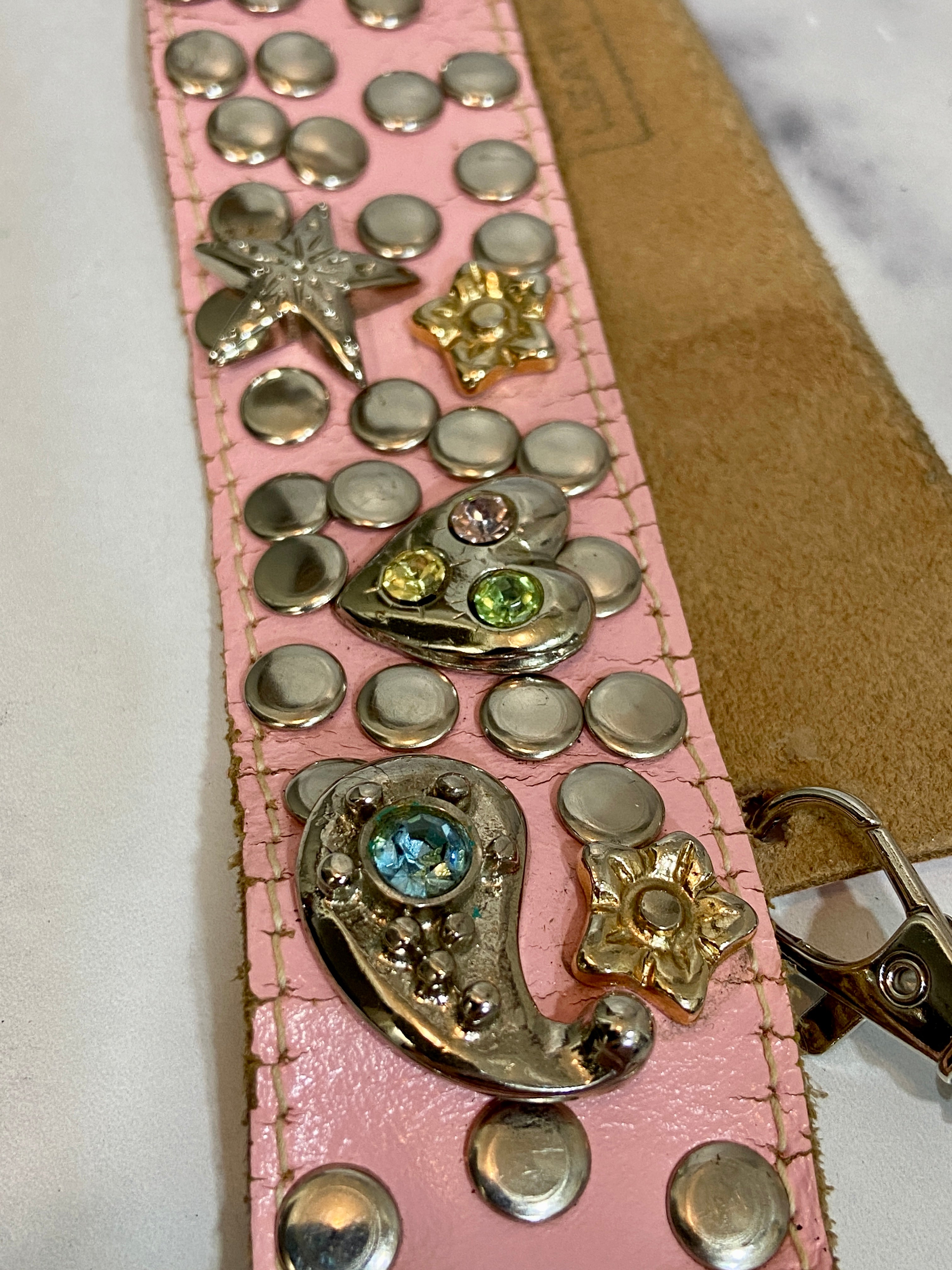 Vintage pink leather belt