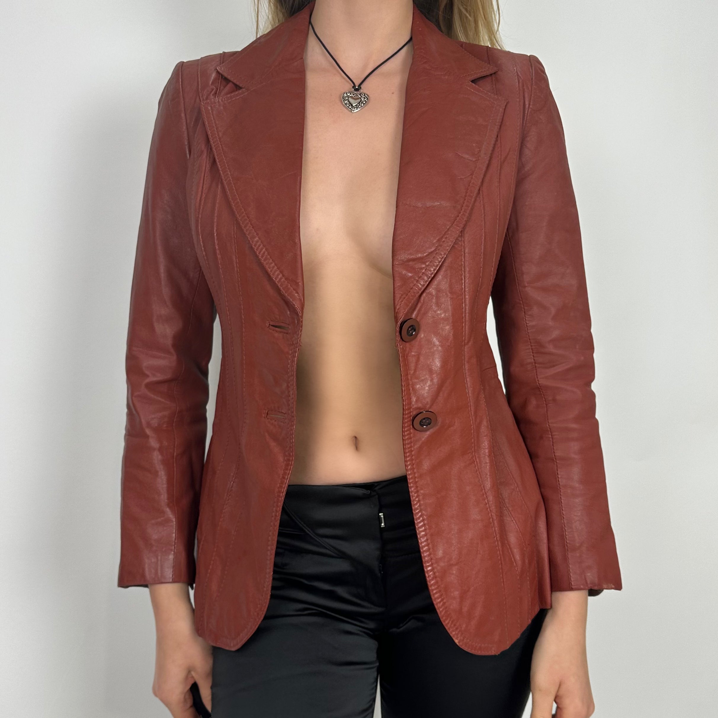 Vintage 1970s Burnt Red Leather Jacket (XS/S)