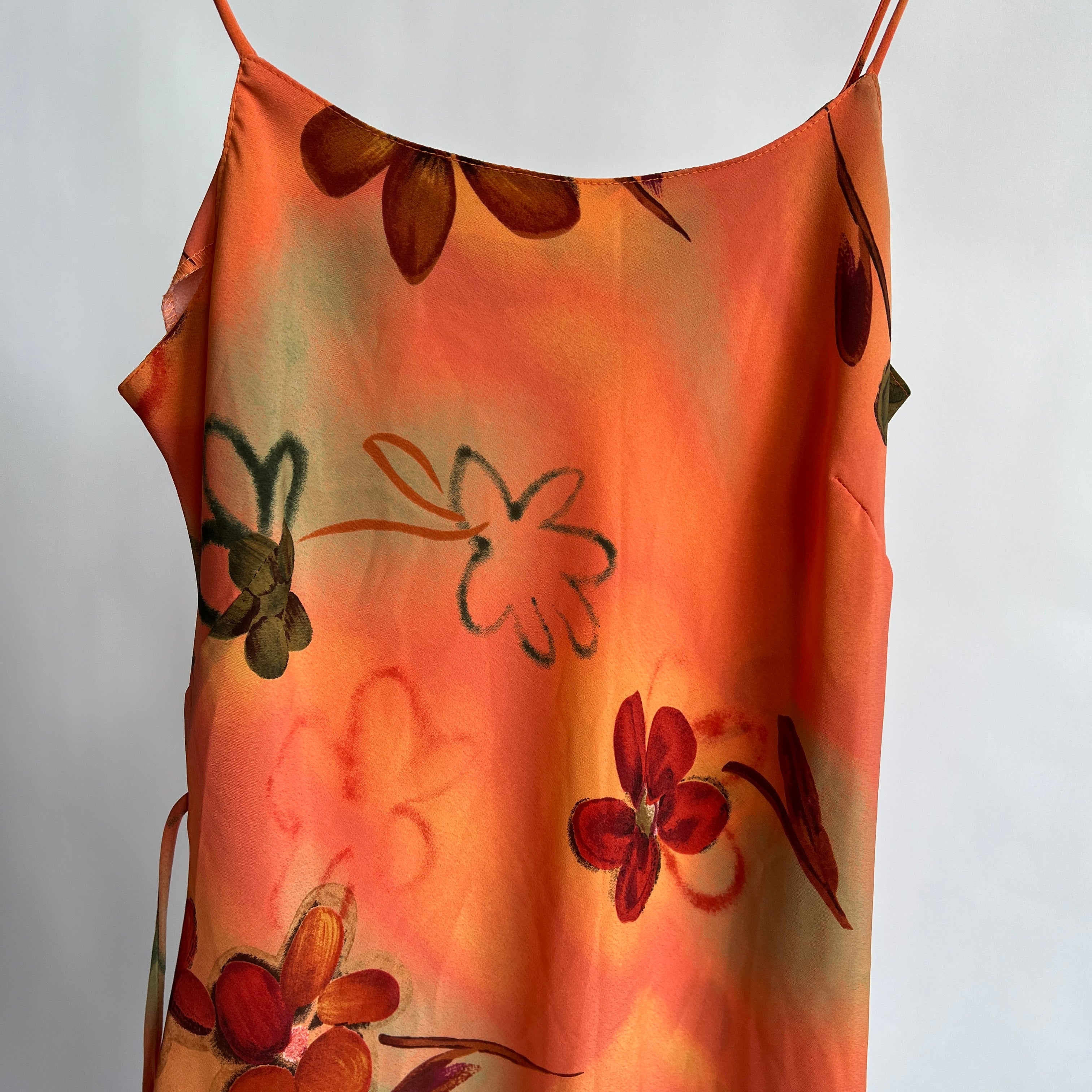 90s floral watercolor mini dress - S