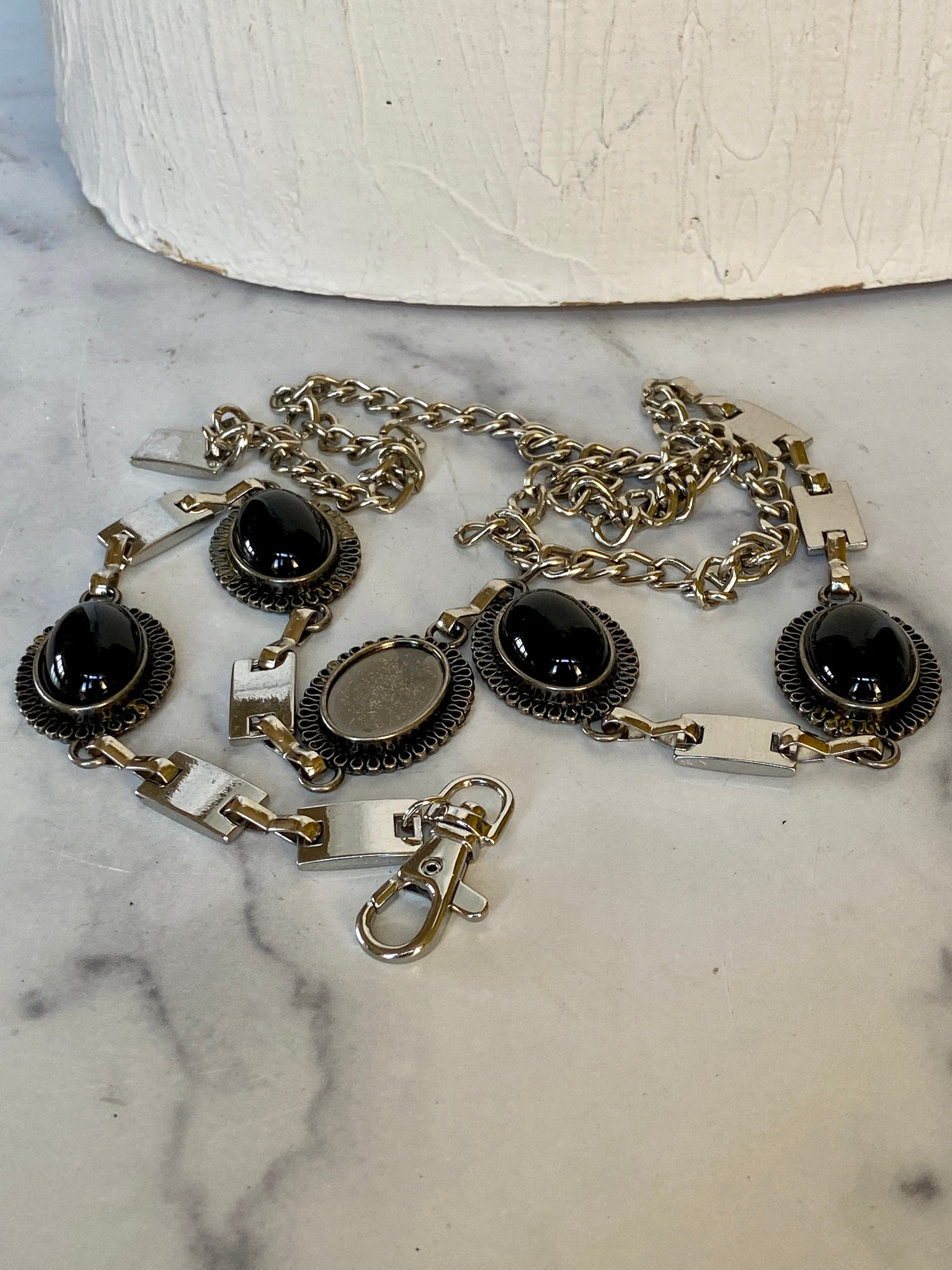 Black and vintage silver belt