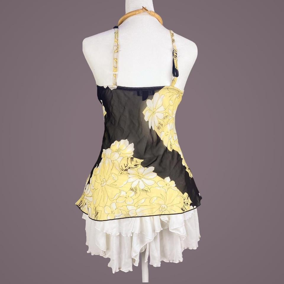 Y2K Floral Chiffon Babydoll Cami (Small)