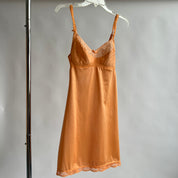 Peach hand dyed vintage mini slip dress - S/M