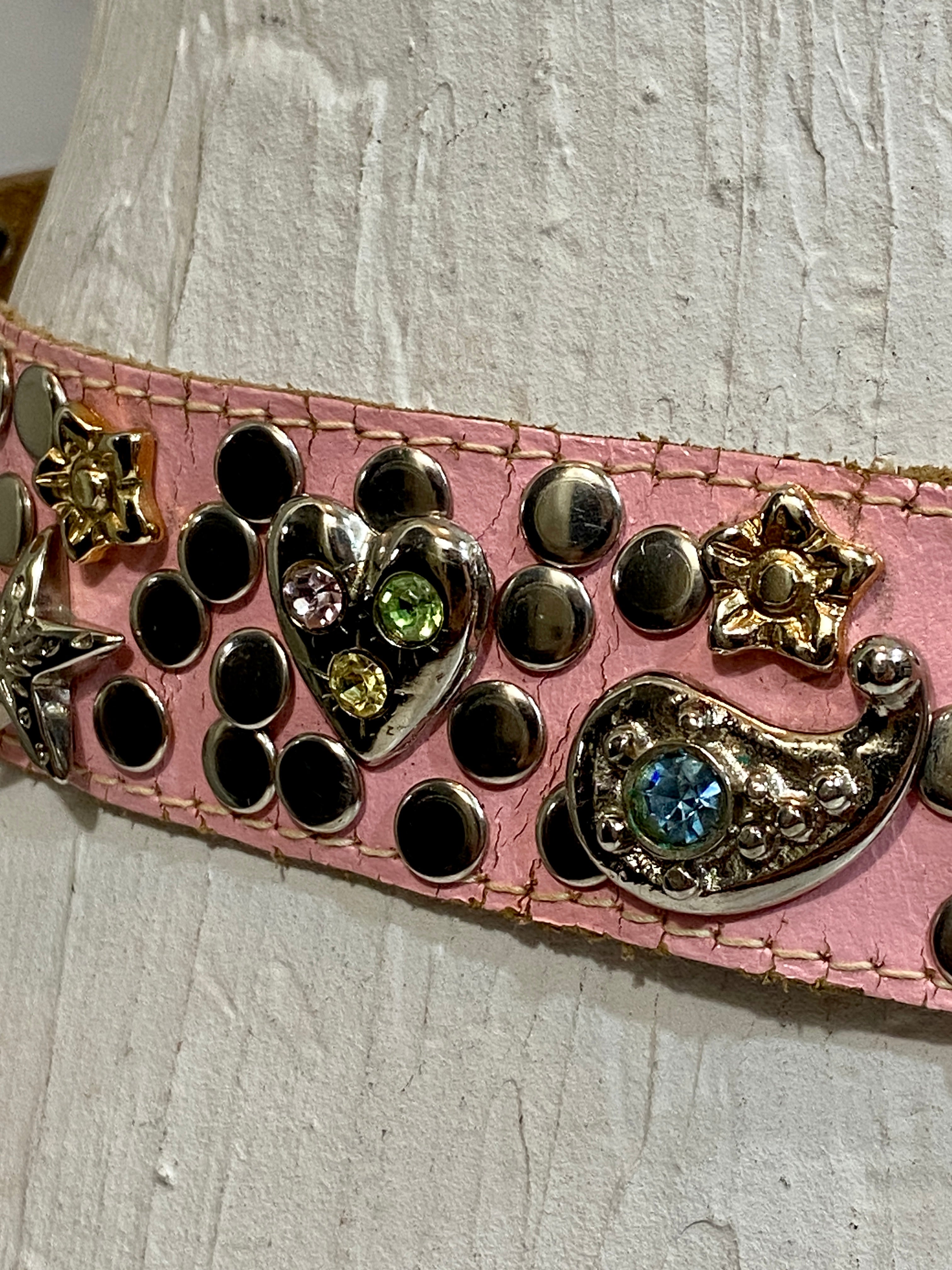 Vintage pink leather belt
