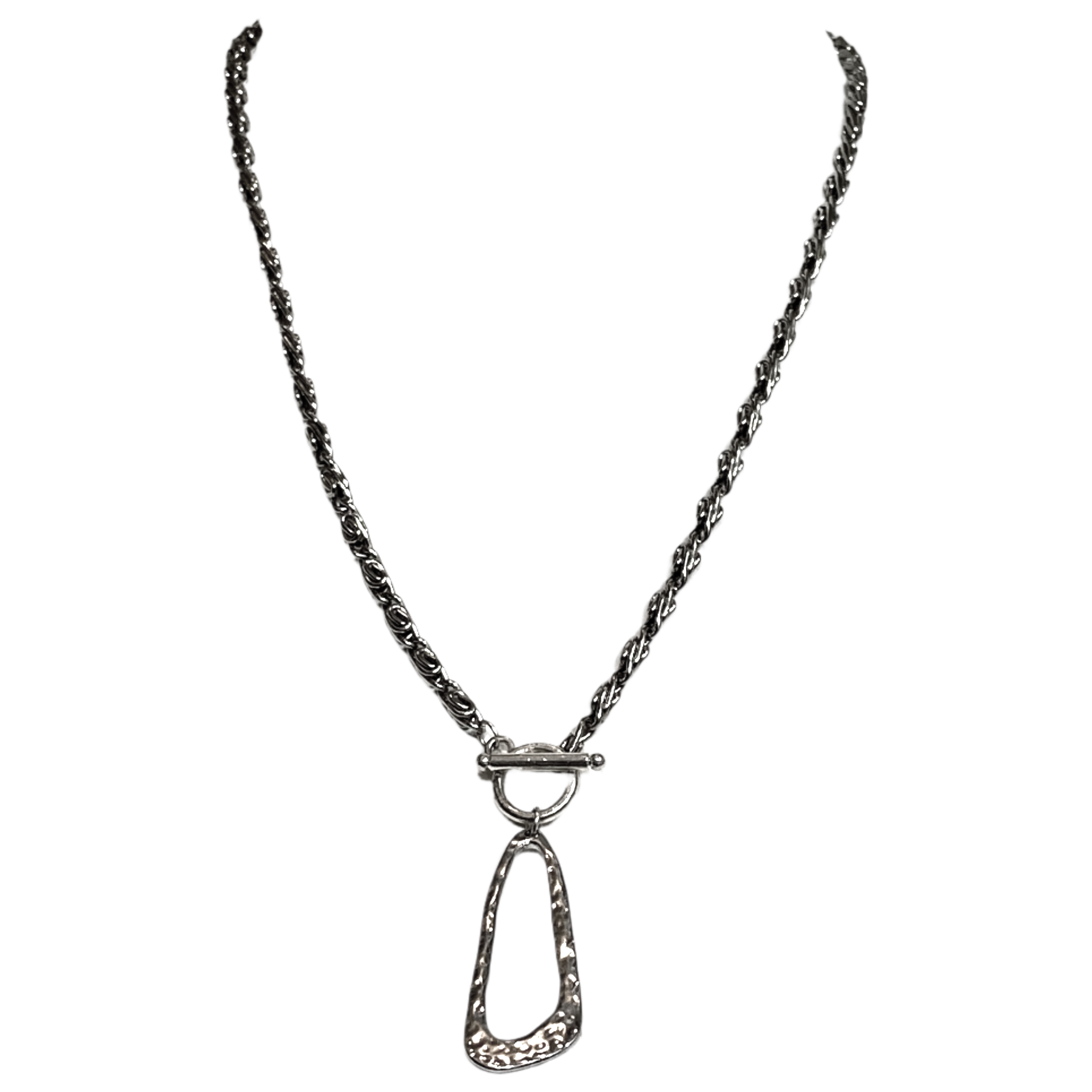 Hammered Silver necklace tone