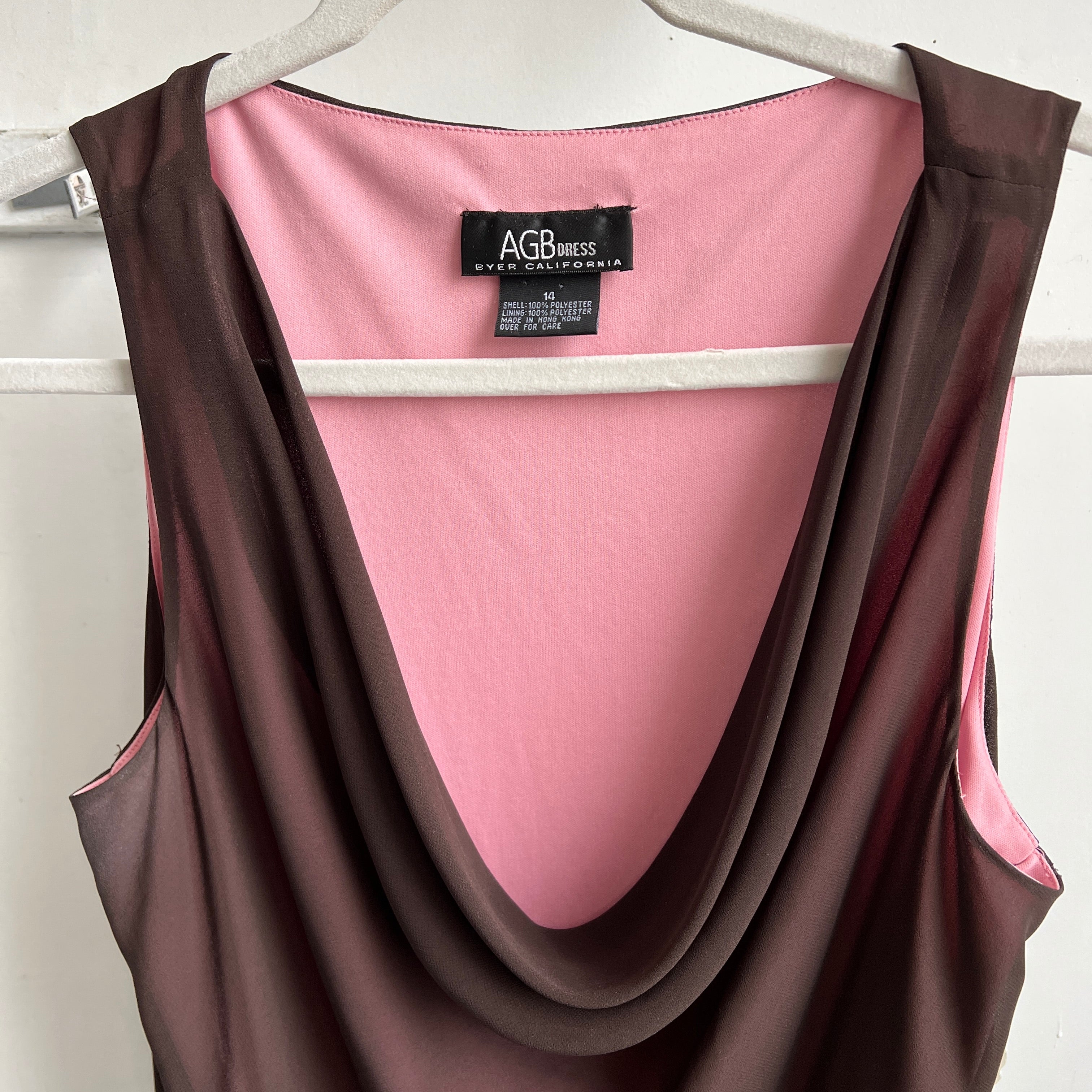 90s brown embroidered pink maxi dress (XL)