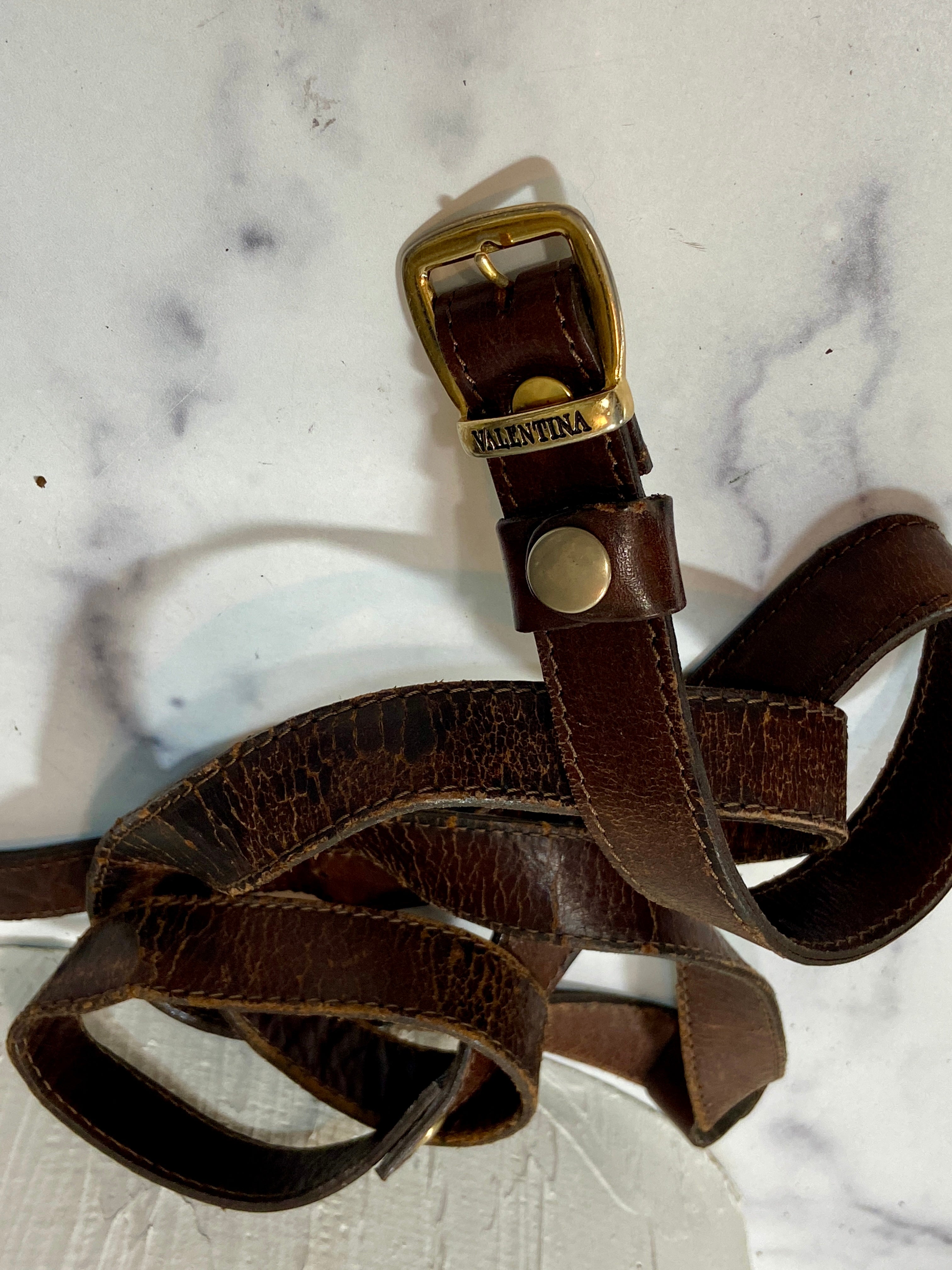 Vintage valentina leather double belt