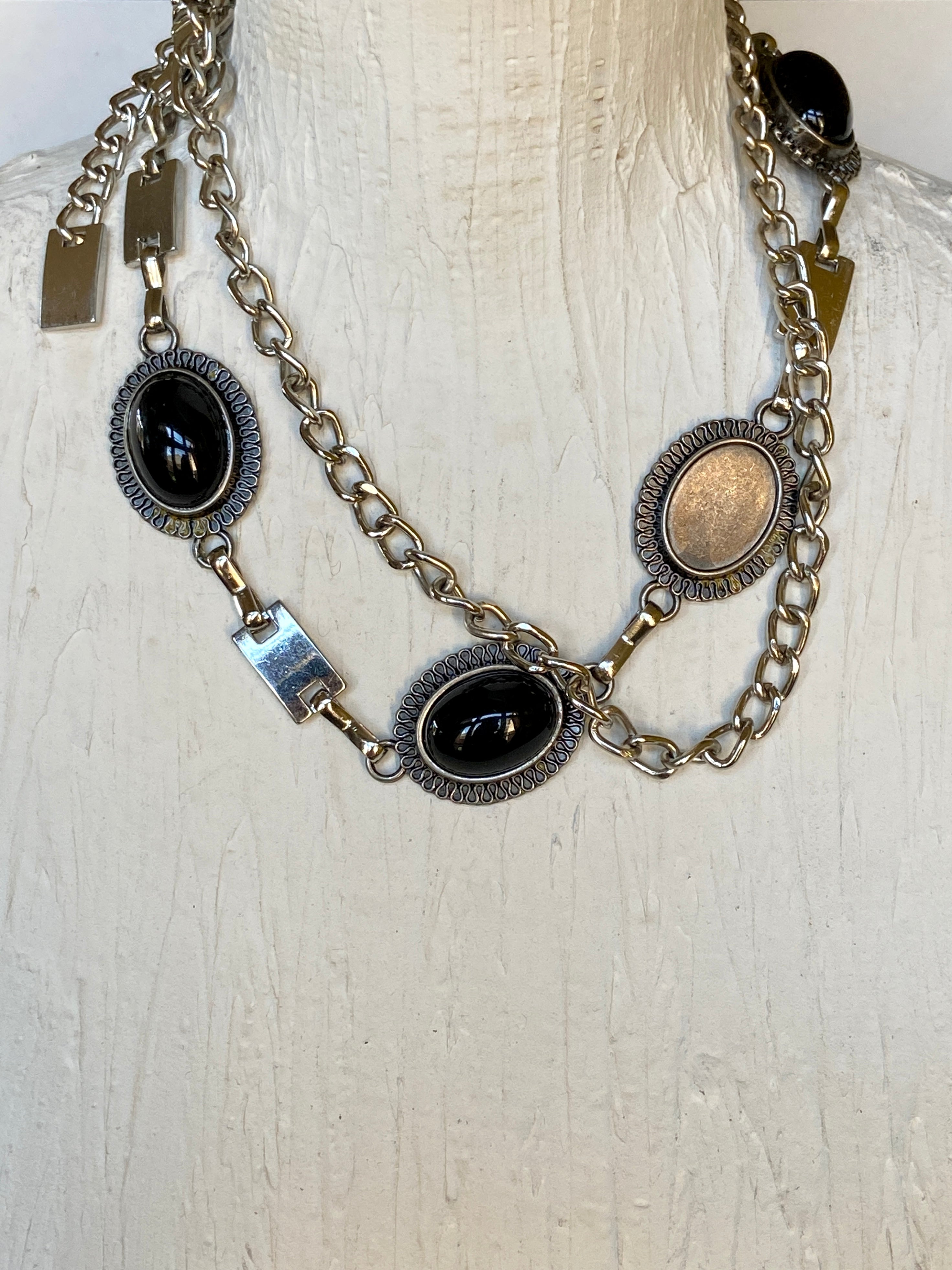 Black and vintage silver belt