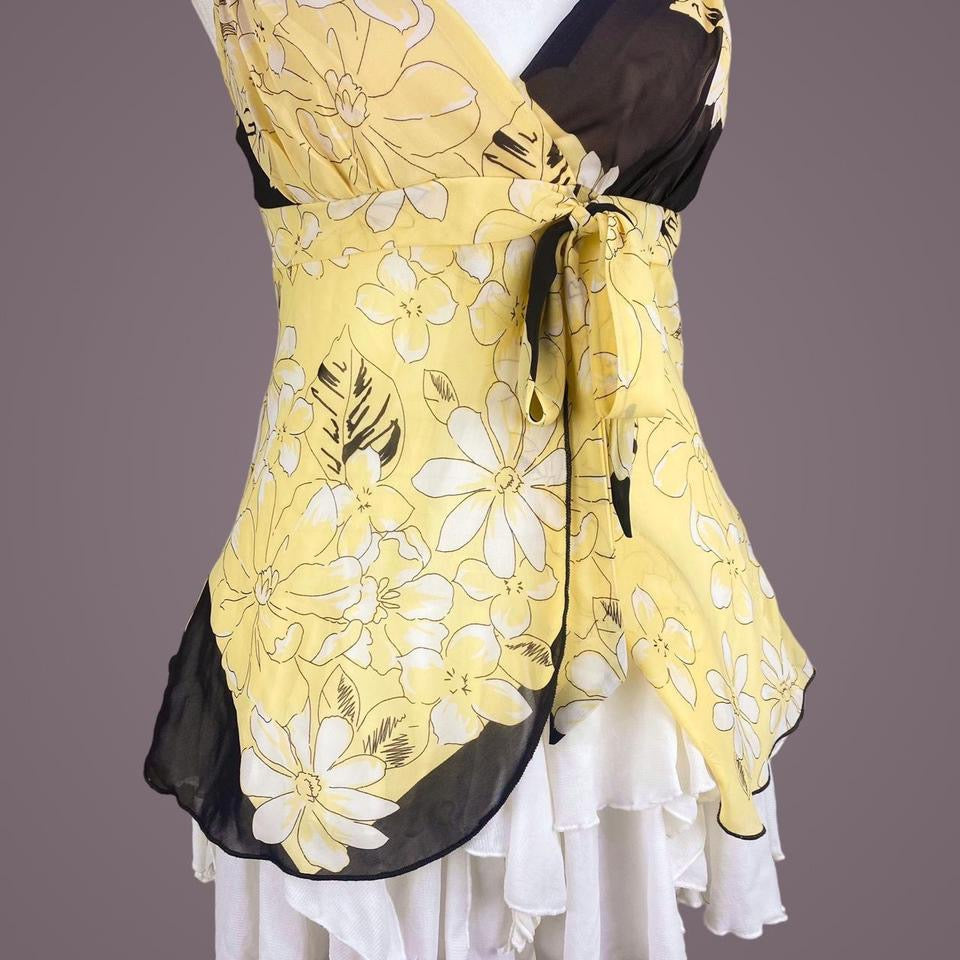 Y2K Floral Chiffon Babydoll Cami (Small)