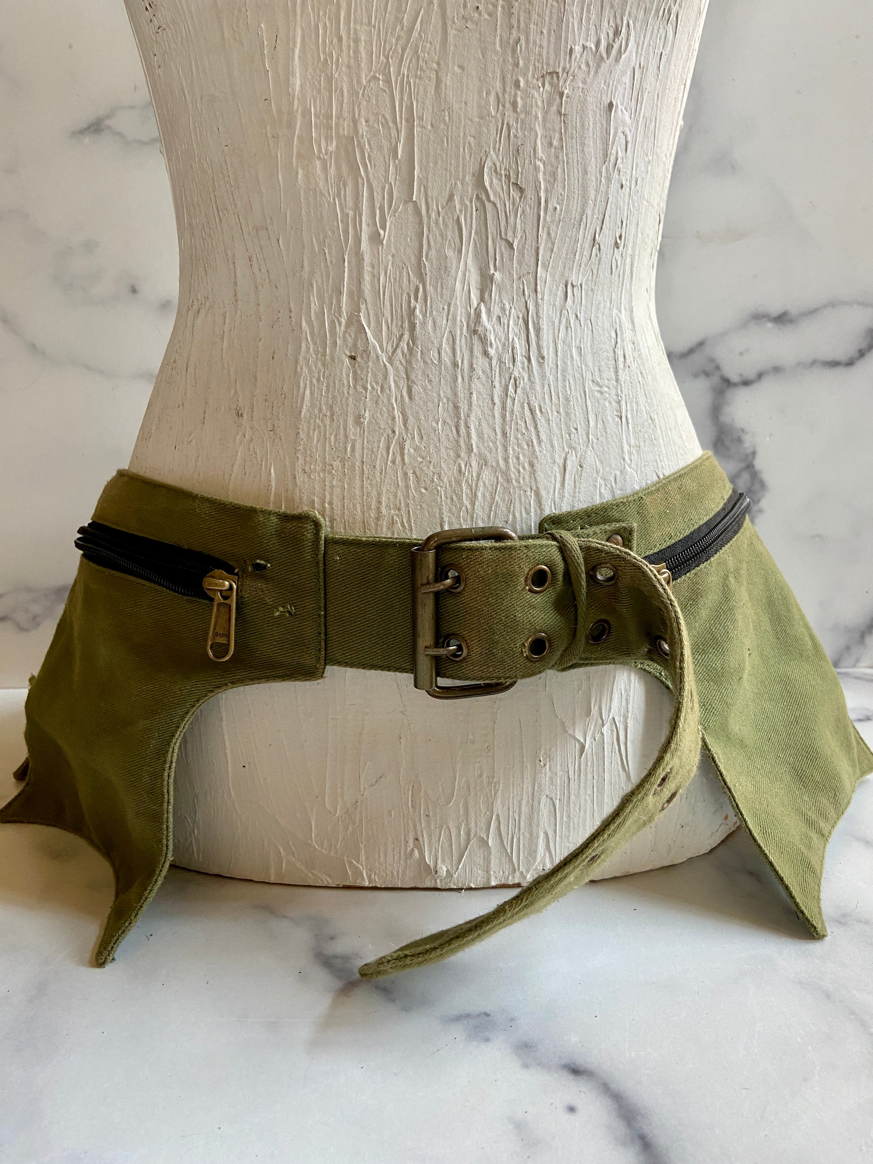 Olive green pocket belt