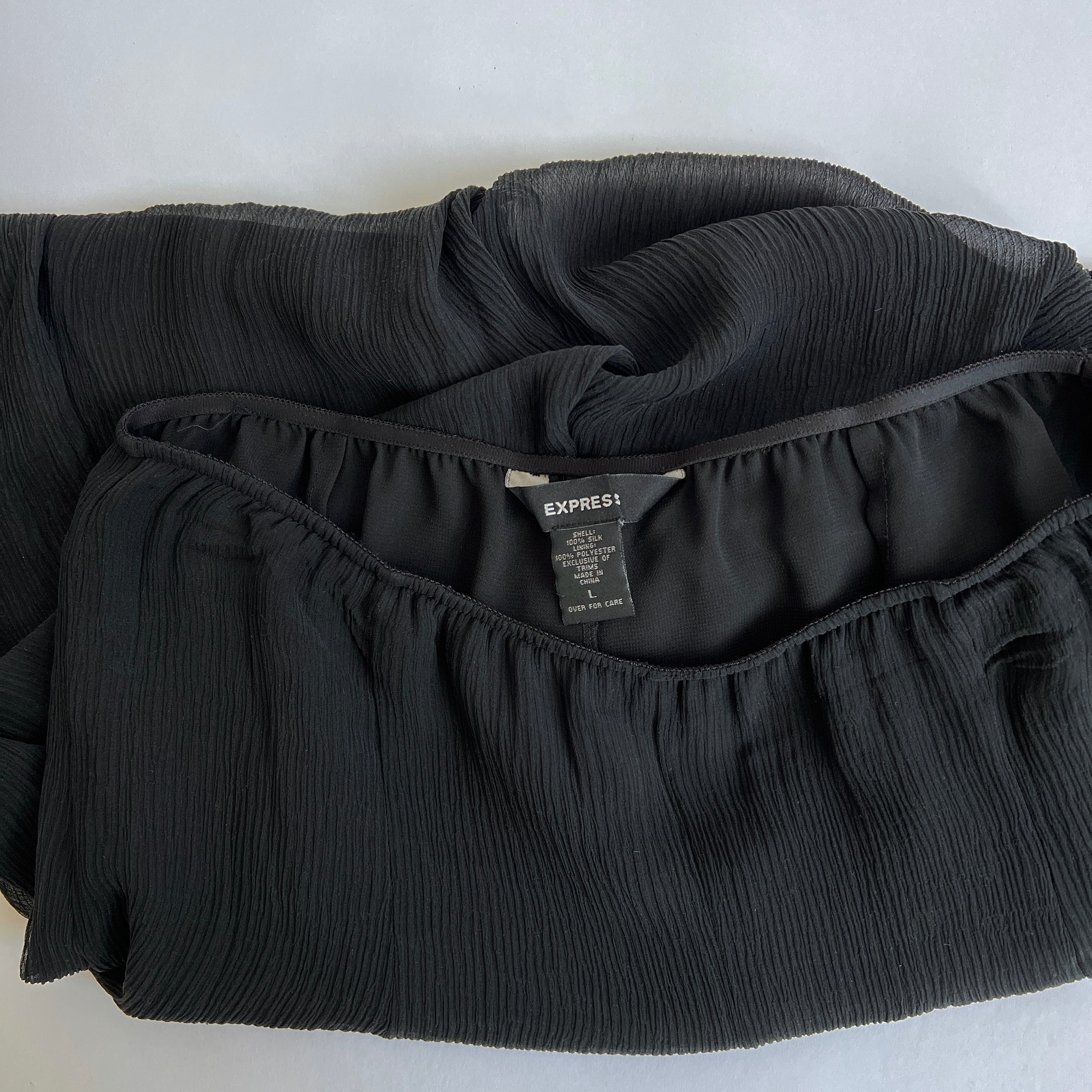 Black silk fairy midi skirt - L/XL