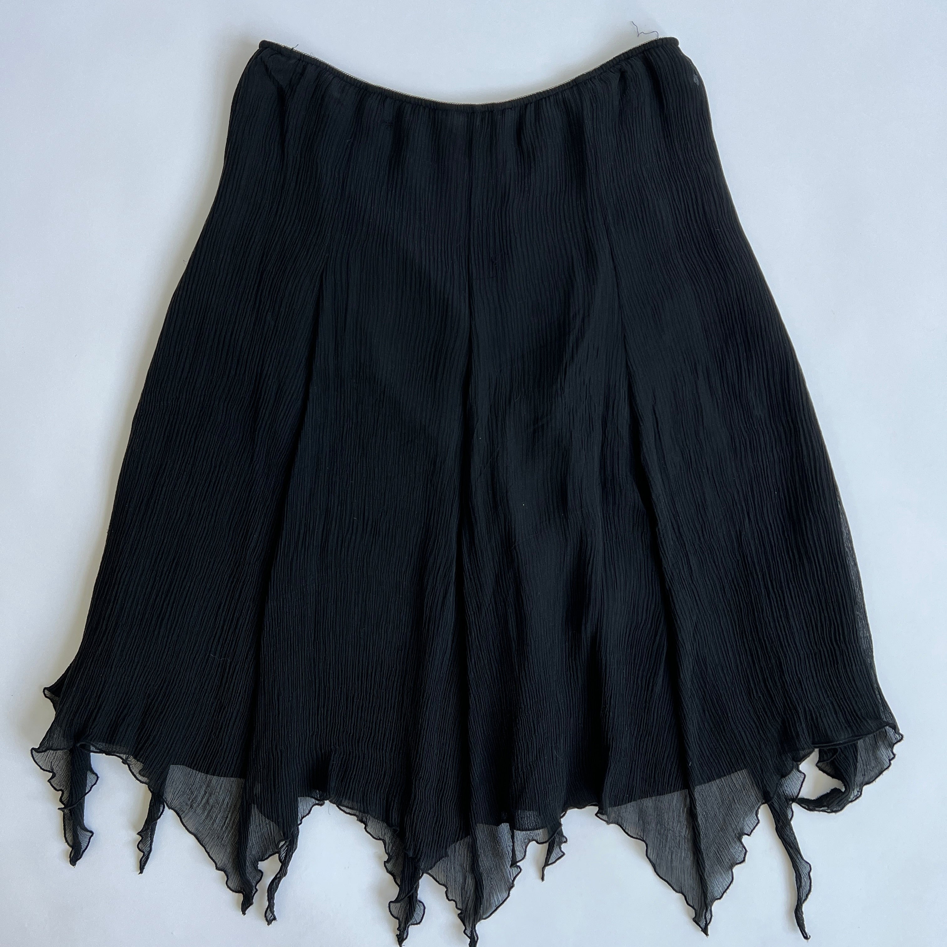 Black silk fairy midi skirt - L/XL