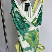 Y2K green floral beaded dress - M