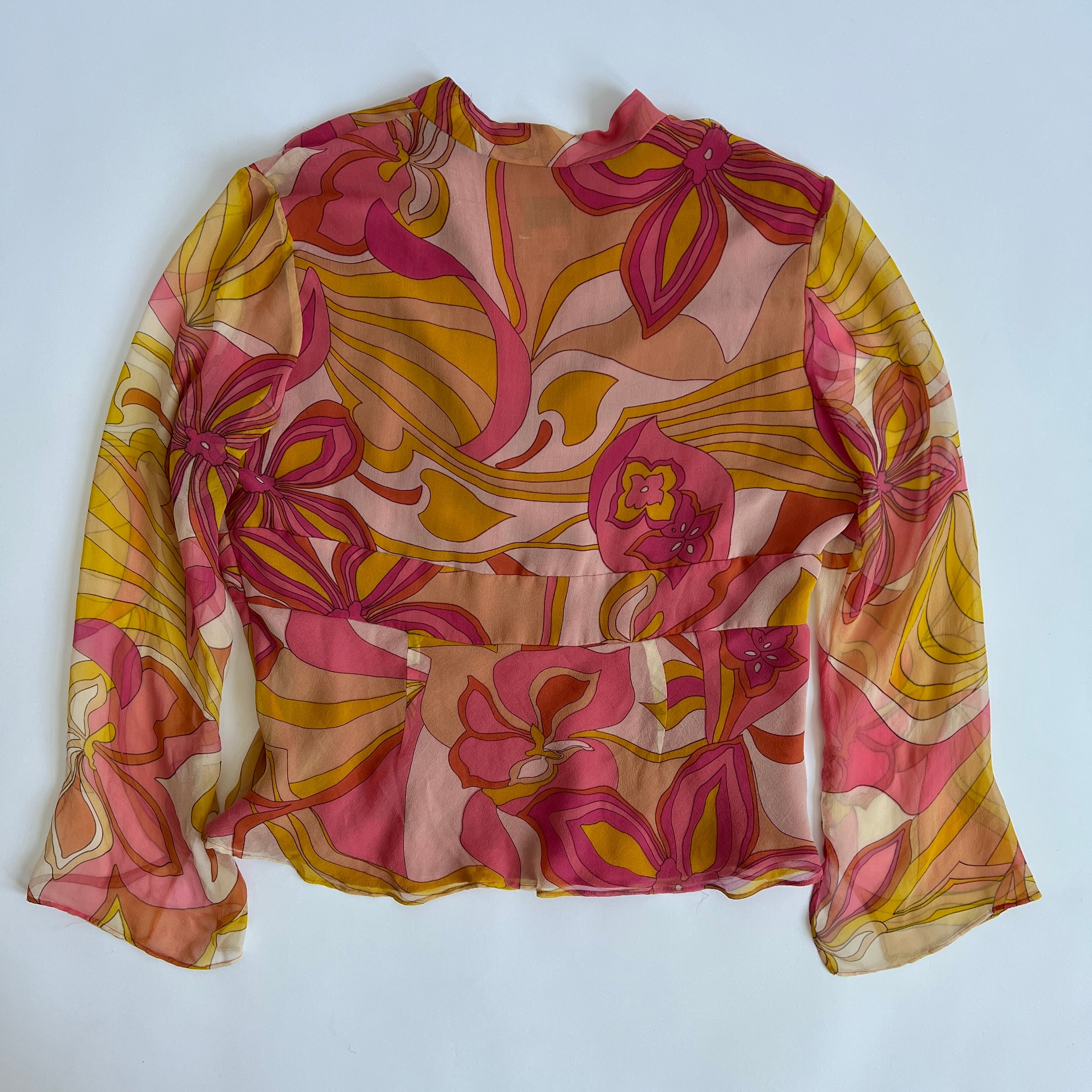 Y2K silk groovy keyhole top - XL