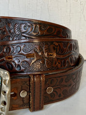 Vintage tooled leather belt