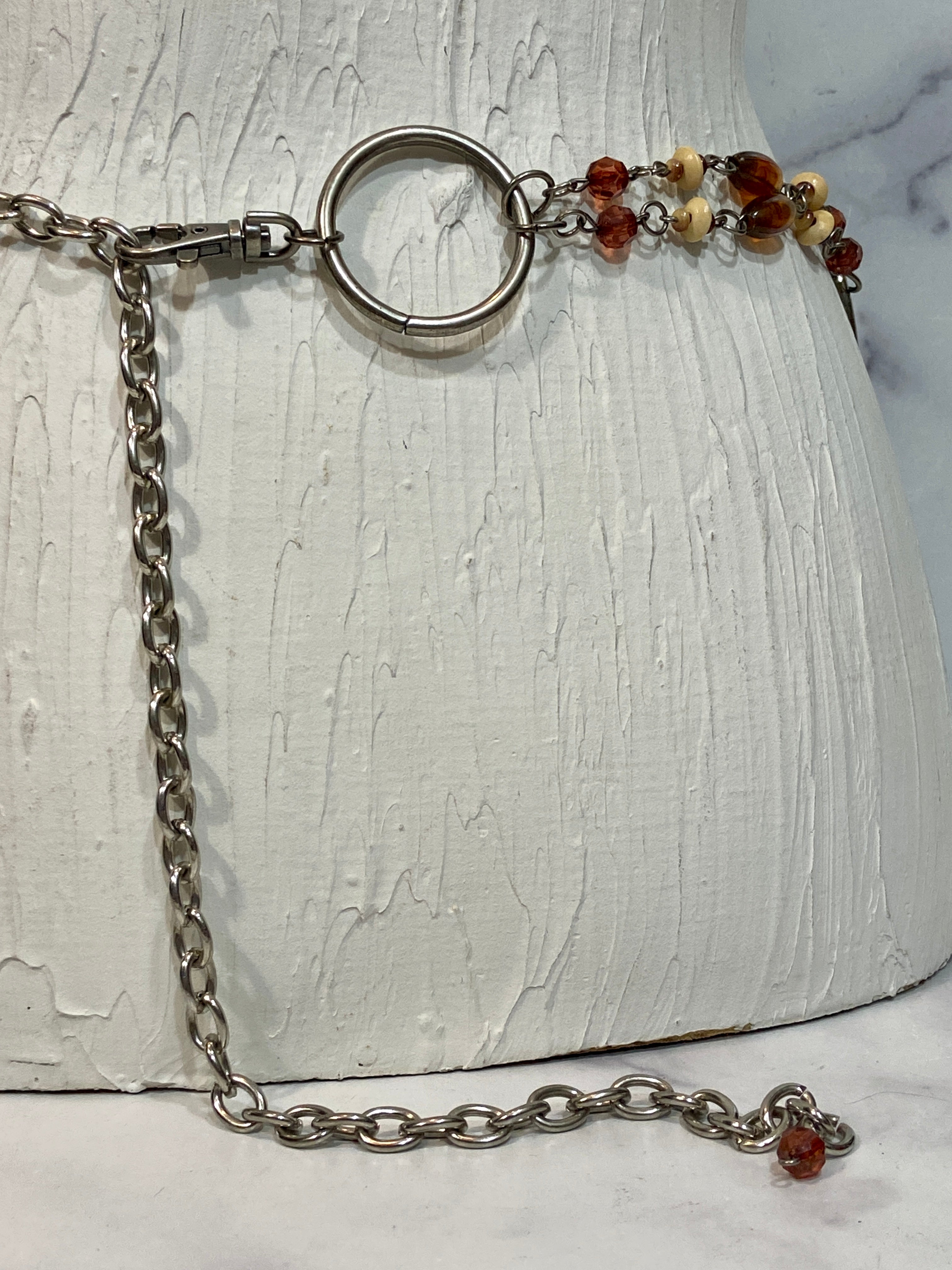 Metal and beads with circles belt