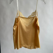 Apricot hand dyed vintage lace cami - XL