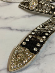 Heavy silver plate in a beautiful leather belt