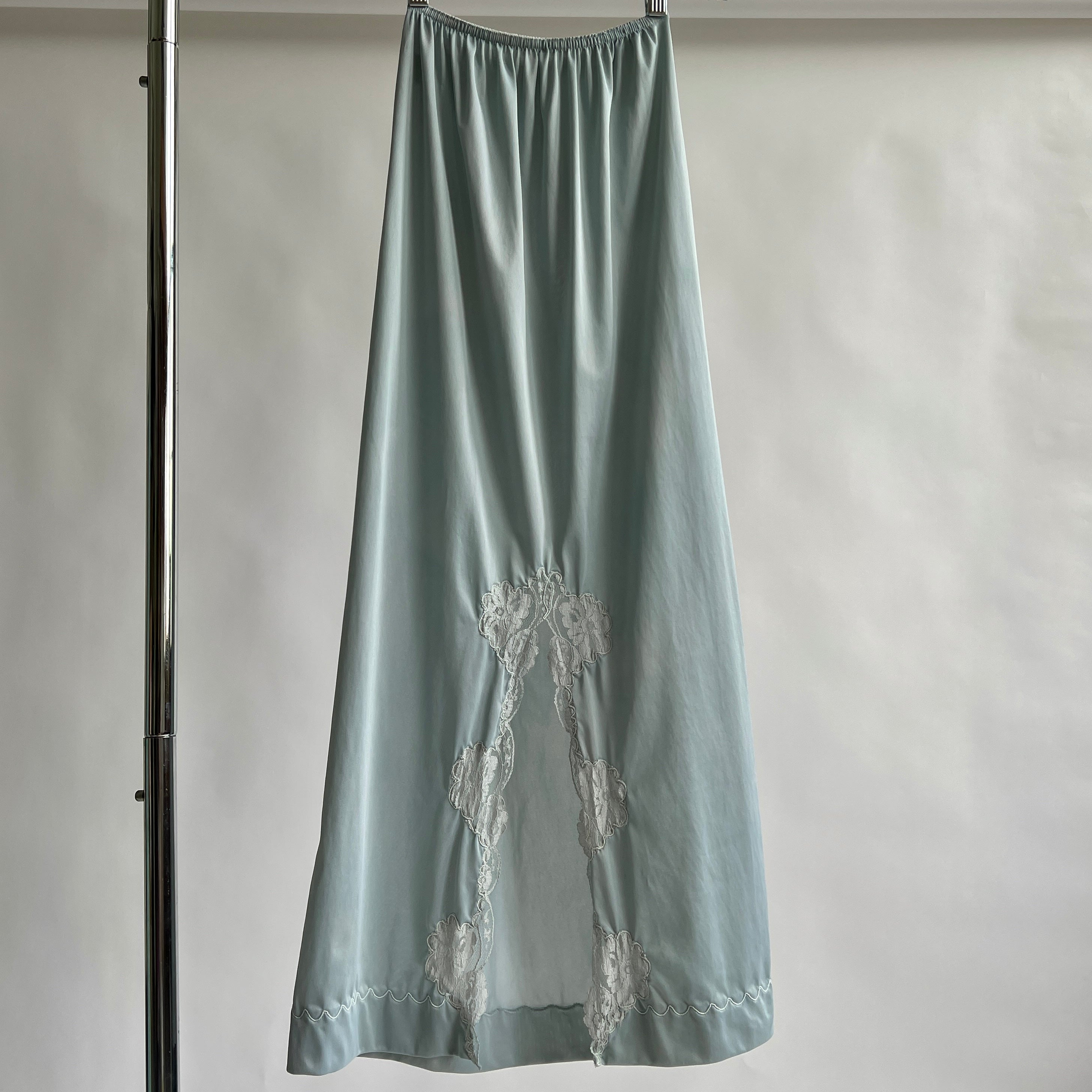 Baby blue hand dyed maxi slip skirt - S/M