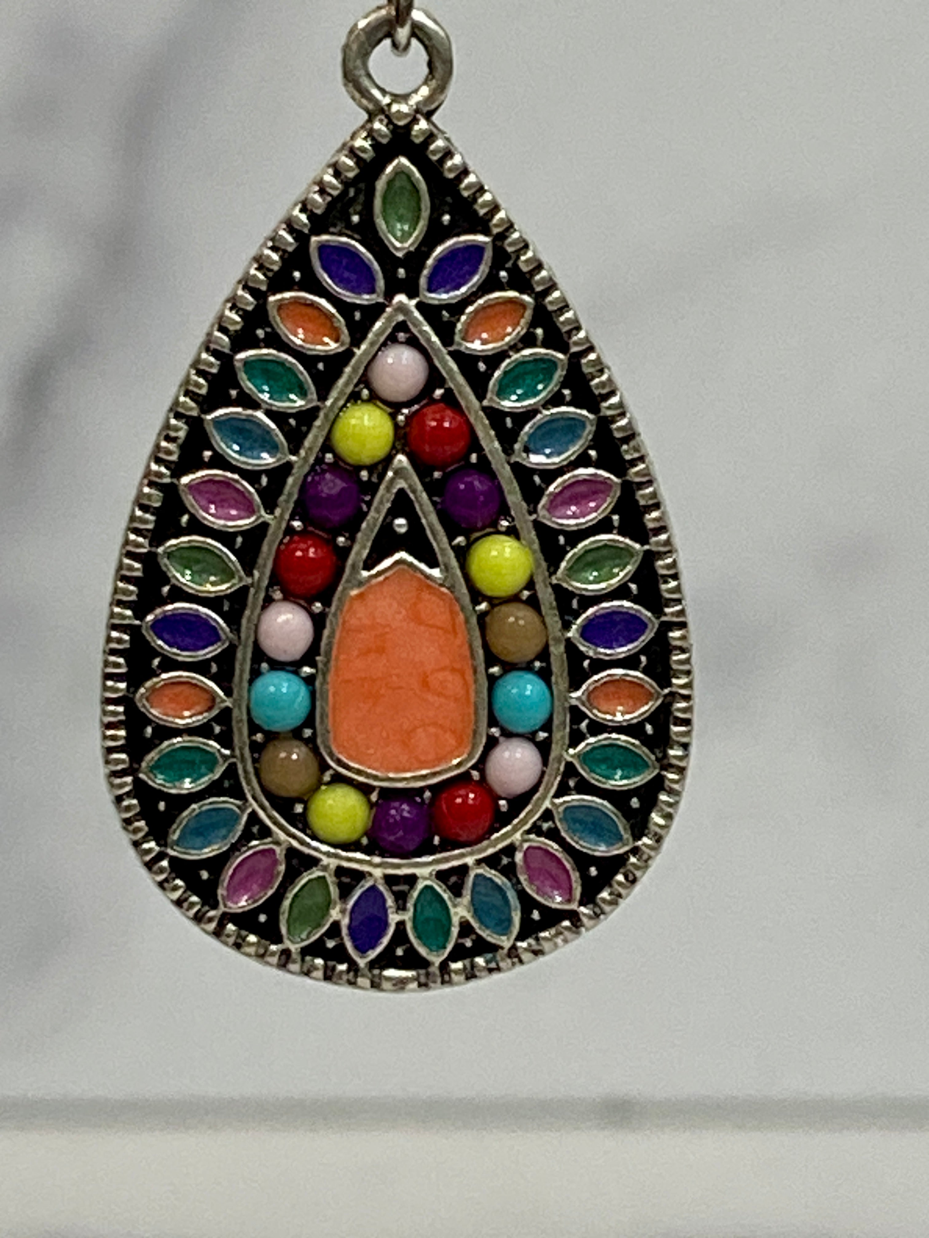 Colorful festival teardrop earring
