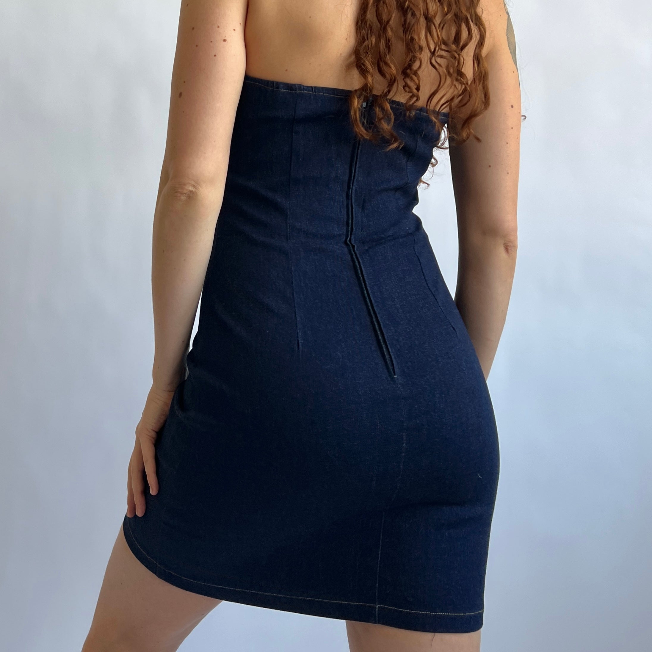 Y2K Denim halter dress (M/L)