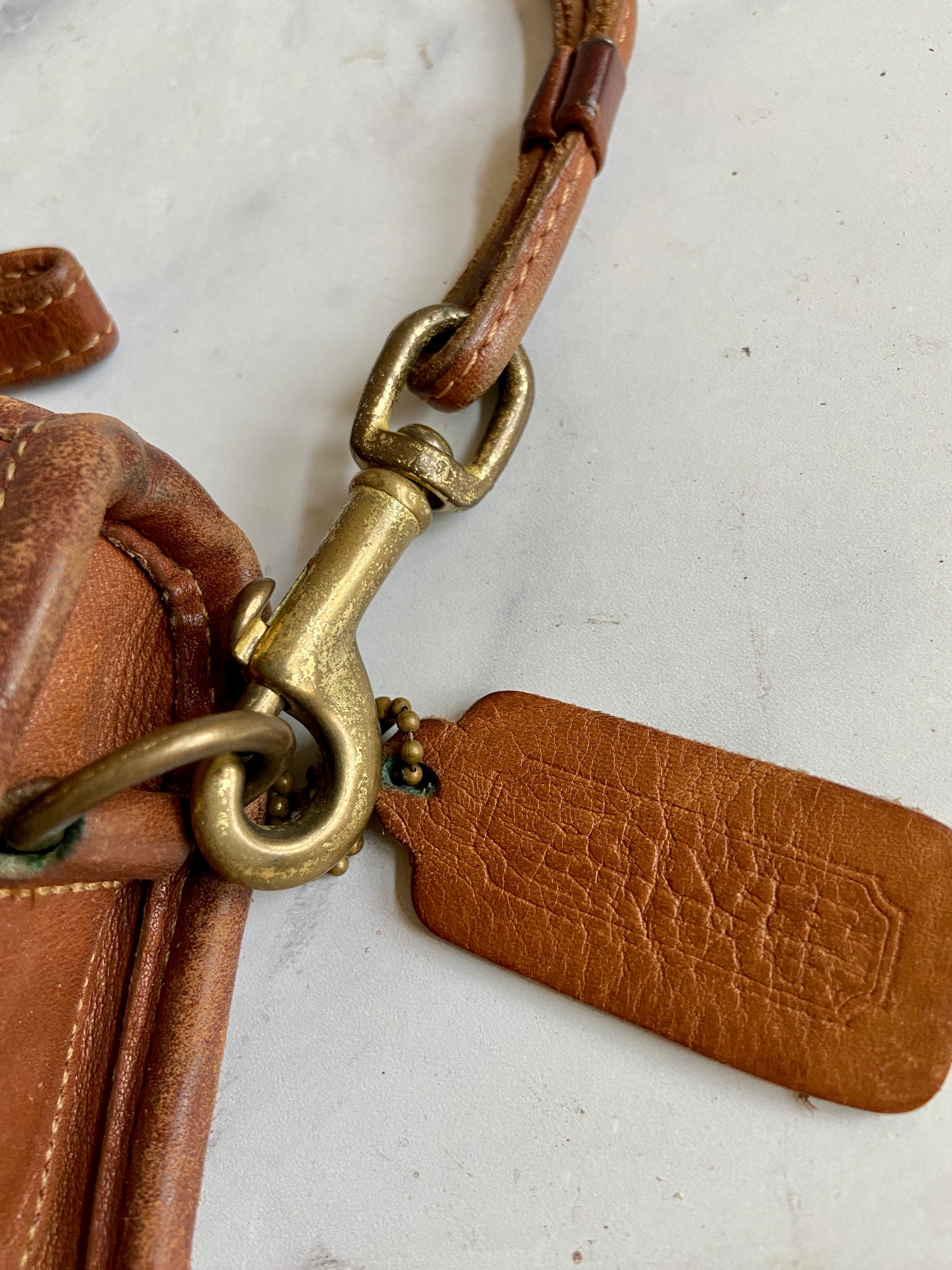 Vintage tan leather coach