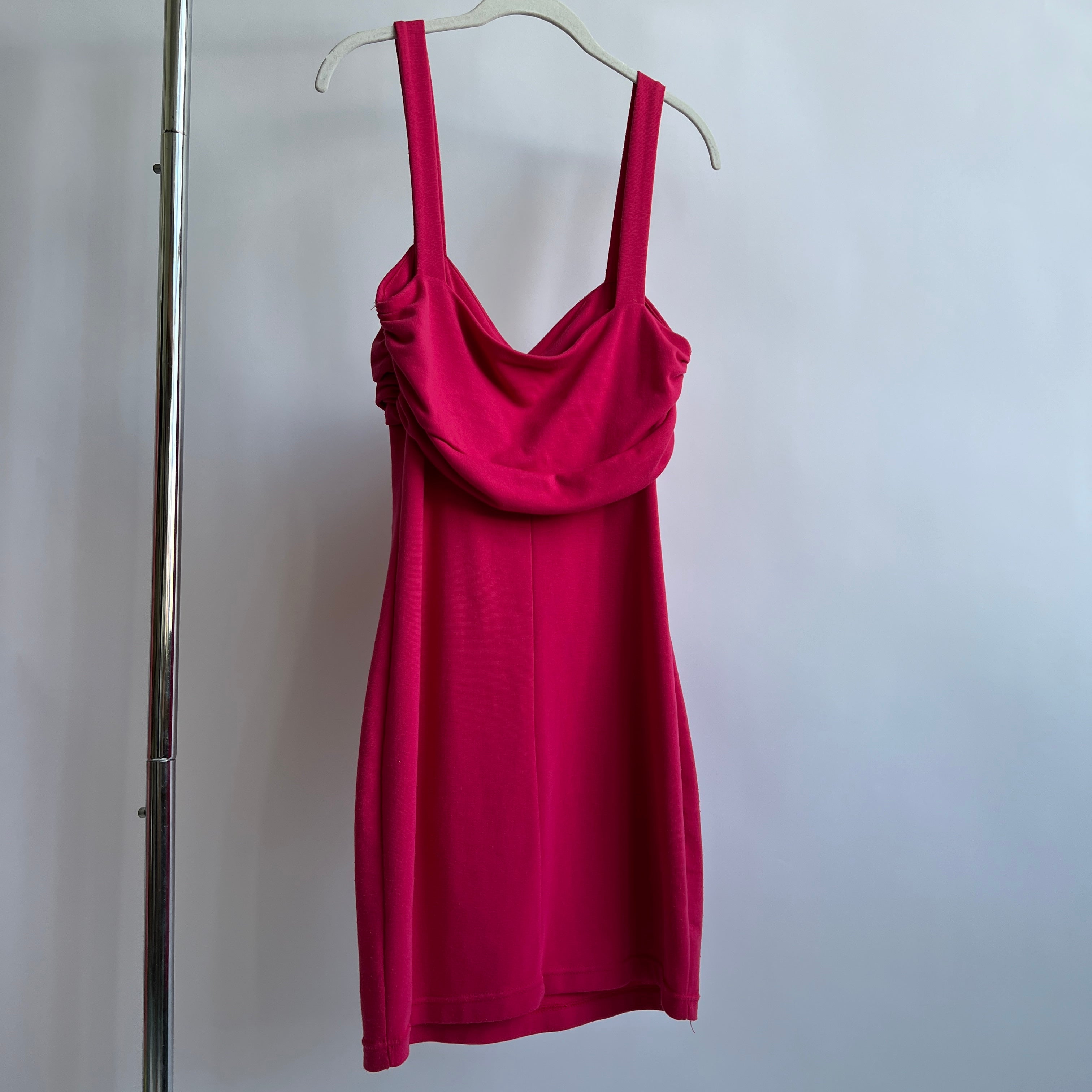 Vintage 90s hot pink knit mini dress - S/M