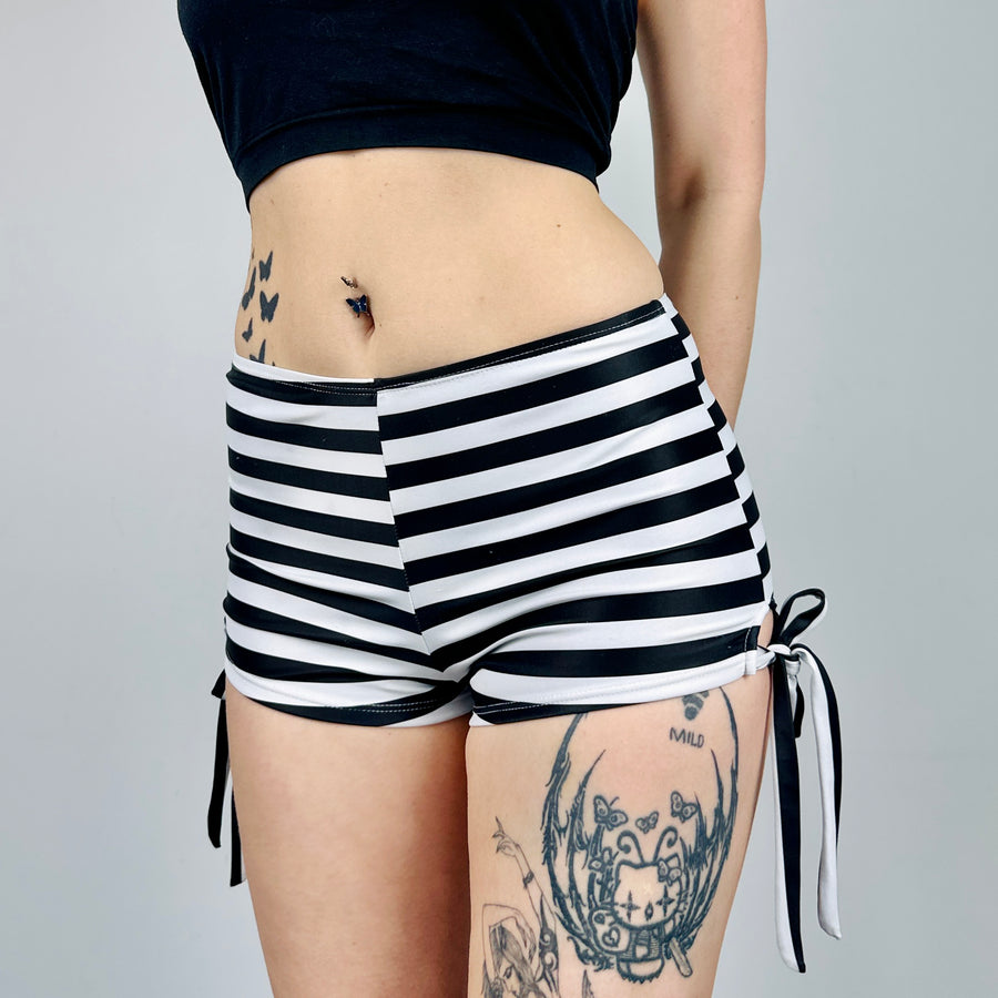 Tie Side Striped Hot Shorts