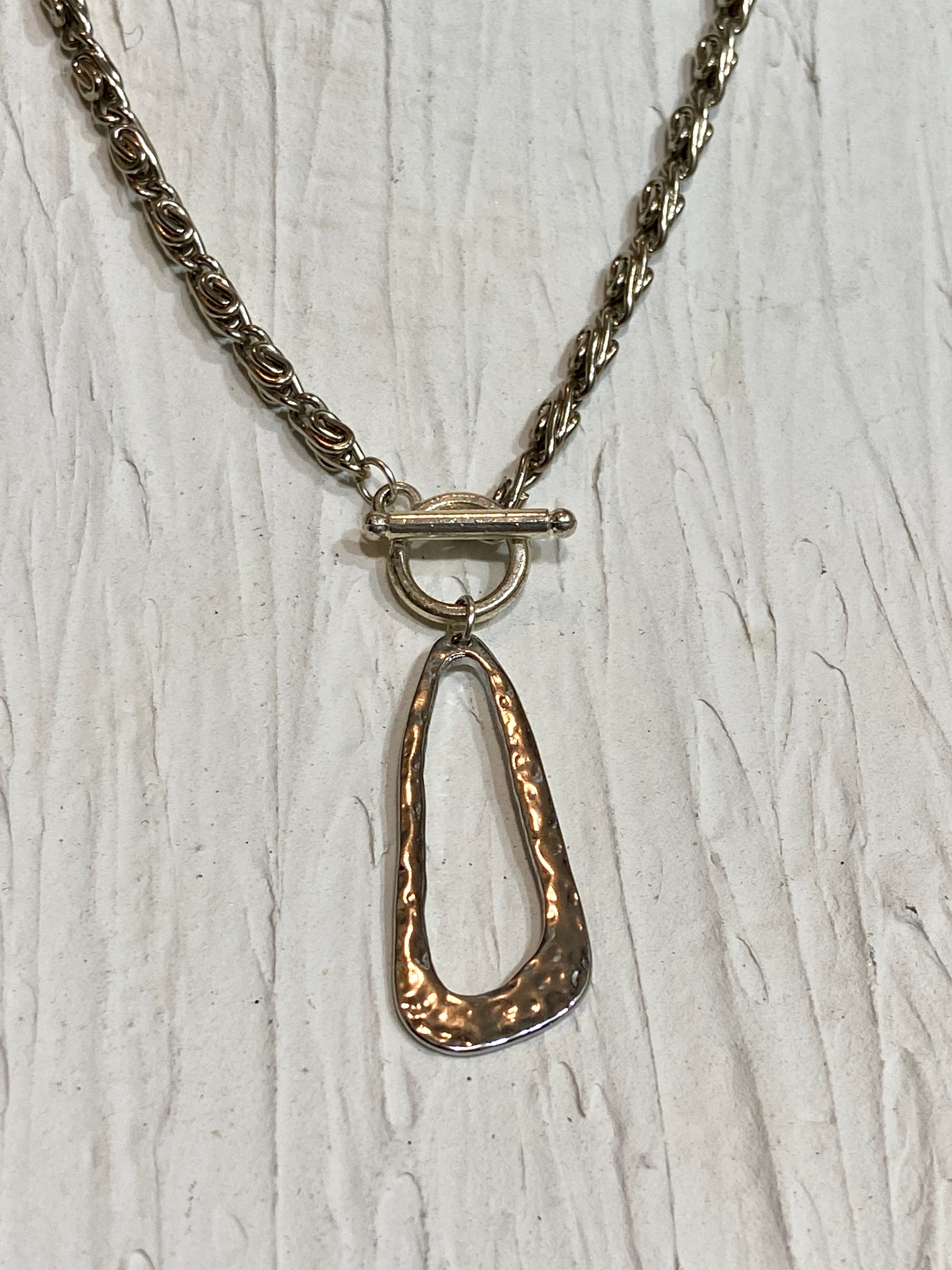 Hammered Silver necklace tone