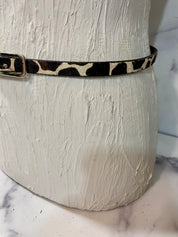 Cow Print Faux Pony Hair Thin Belt