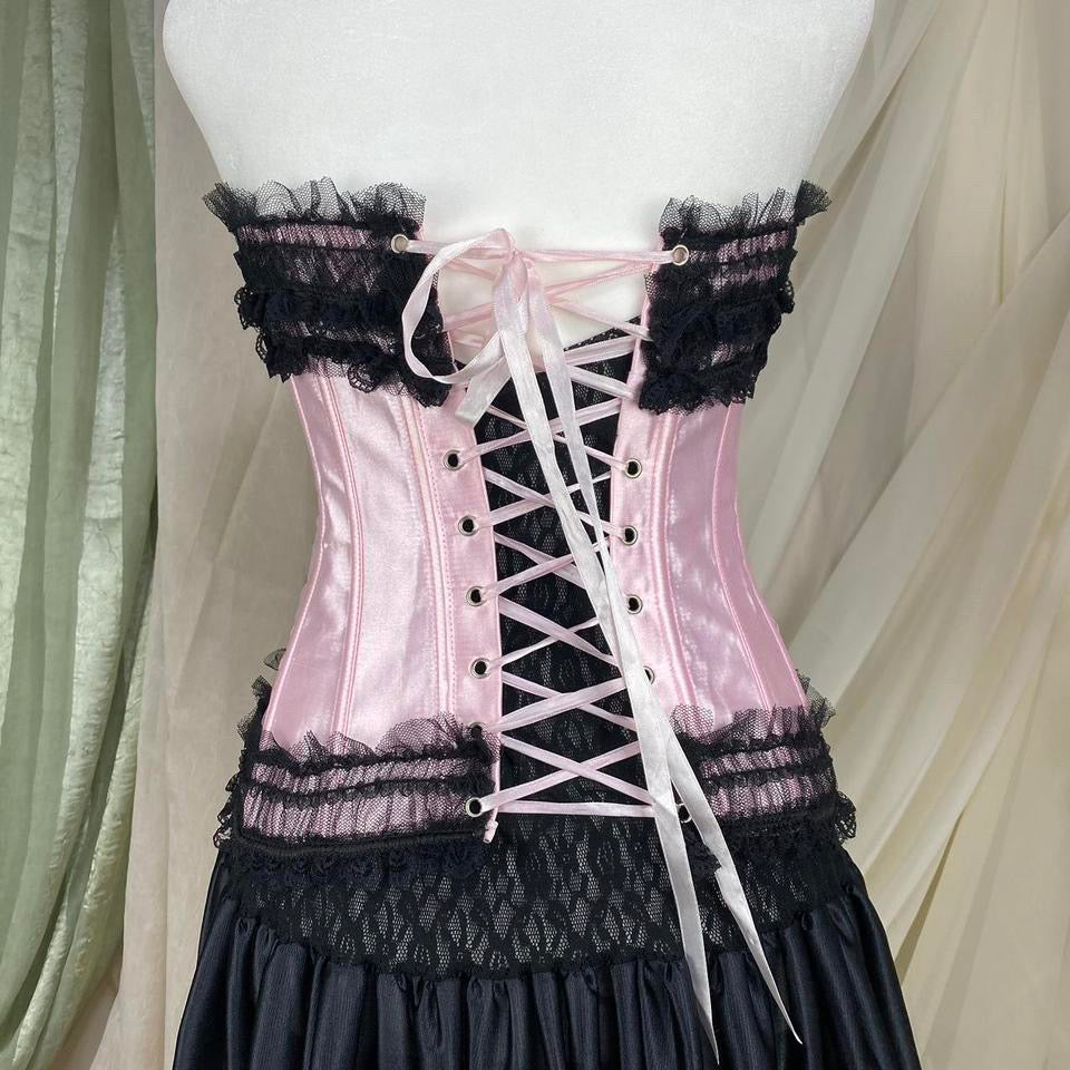 Y2K Baby Pink Satin Corset (XS/S)