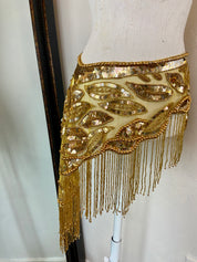 Vintage gold Glass Beaded Fringe & Sequin Shrug