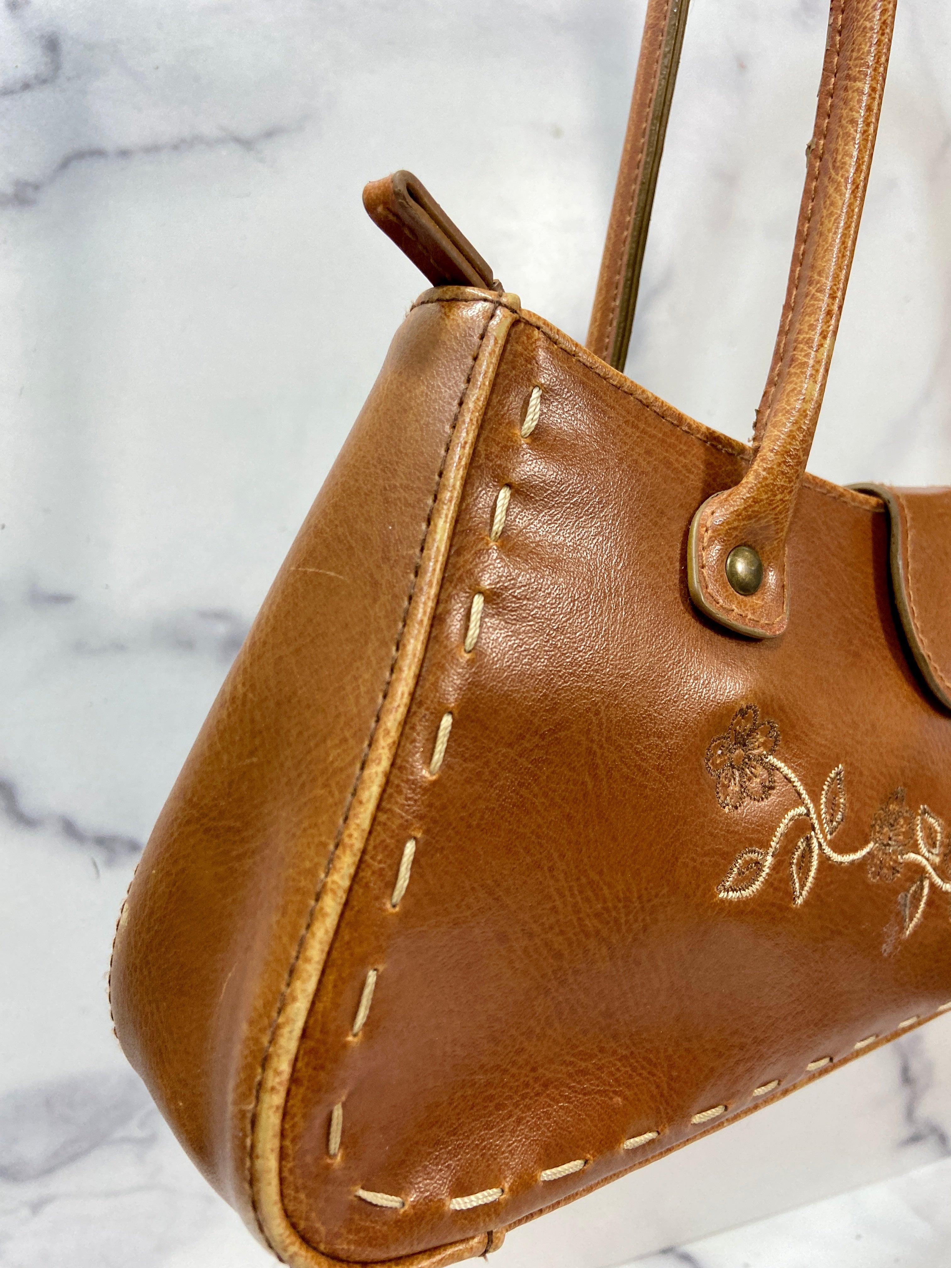 Faux Leather Embroidered Purse