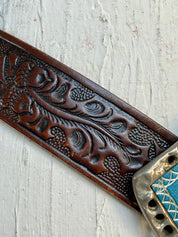 Vintage tooled leather belt