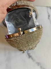 ROUND RHINESTONE silver party bag