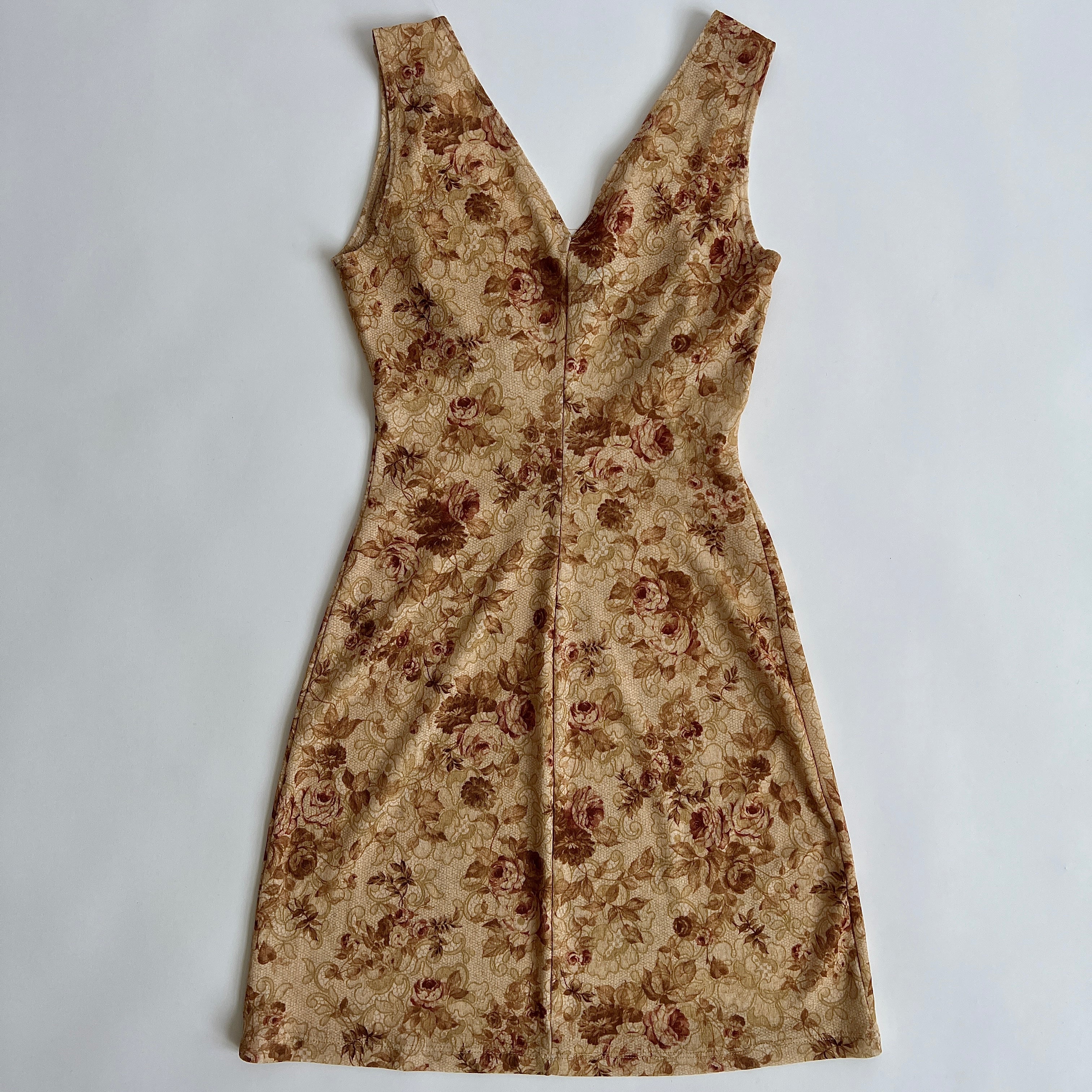 Y2k brown floral mini dress - S