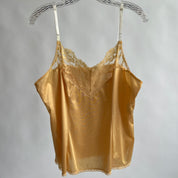 Apricot hand dyed vintage lace cami - XL