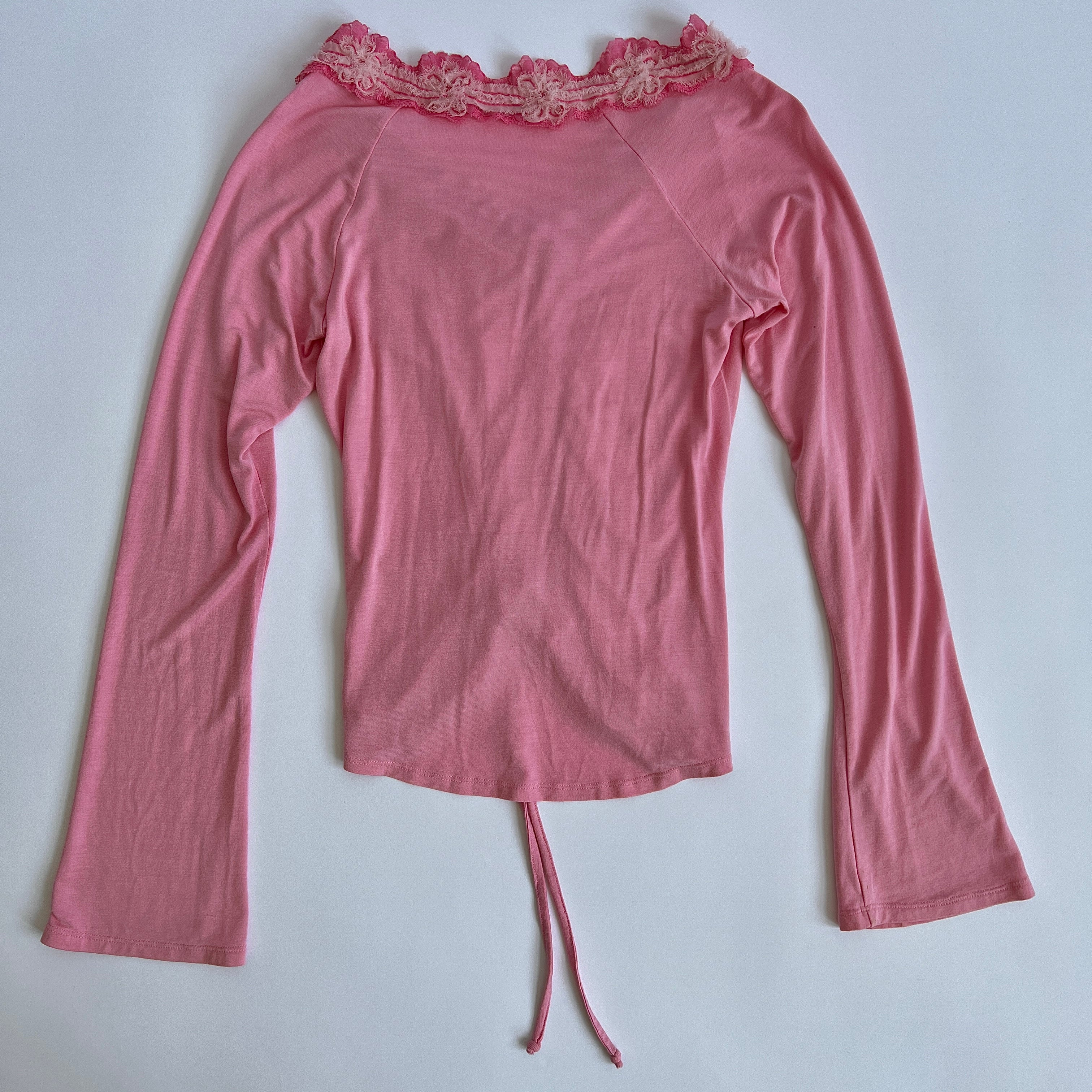 00s cinched ruffle trim top - S/M