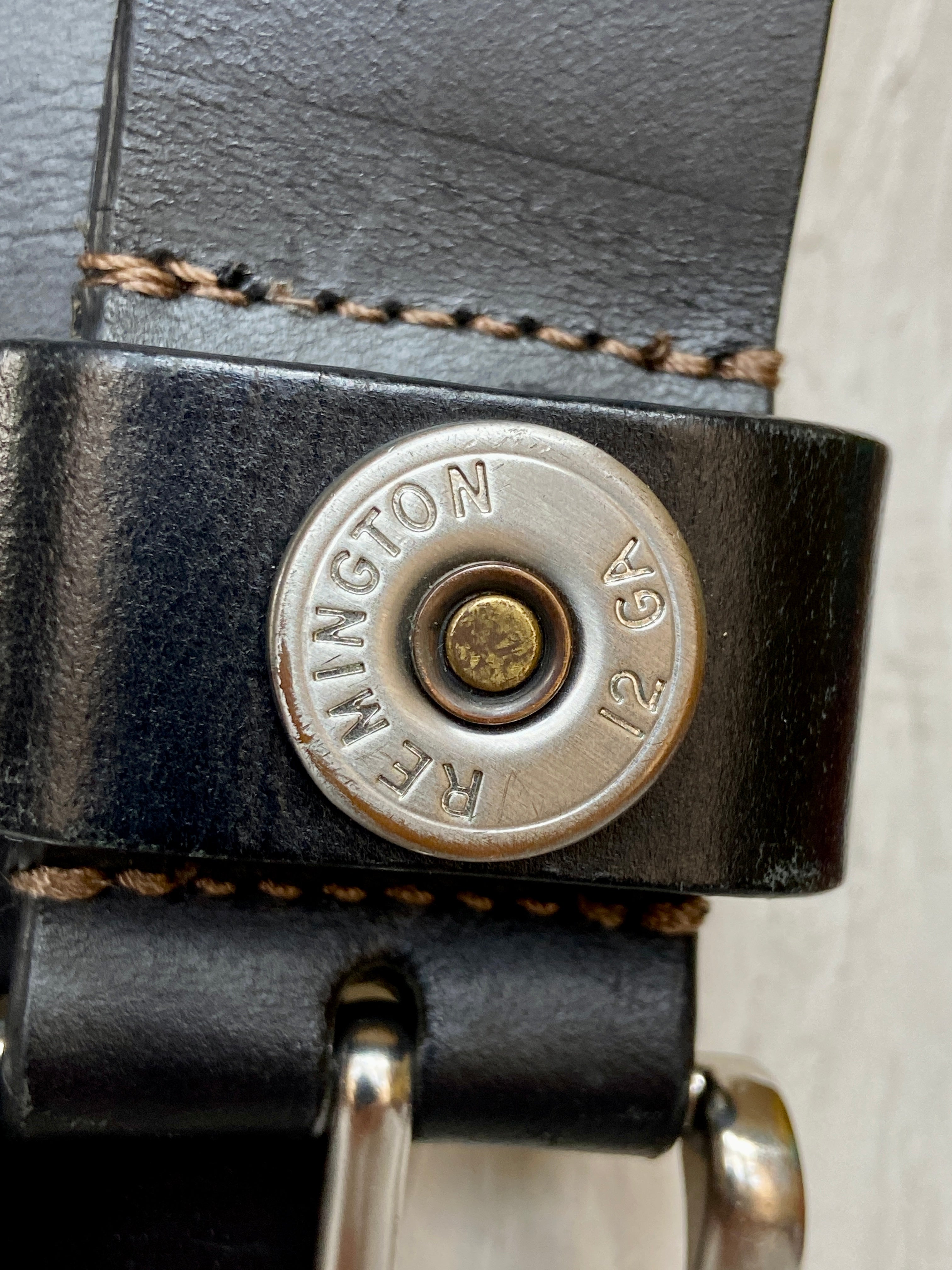 Remington black leather belt