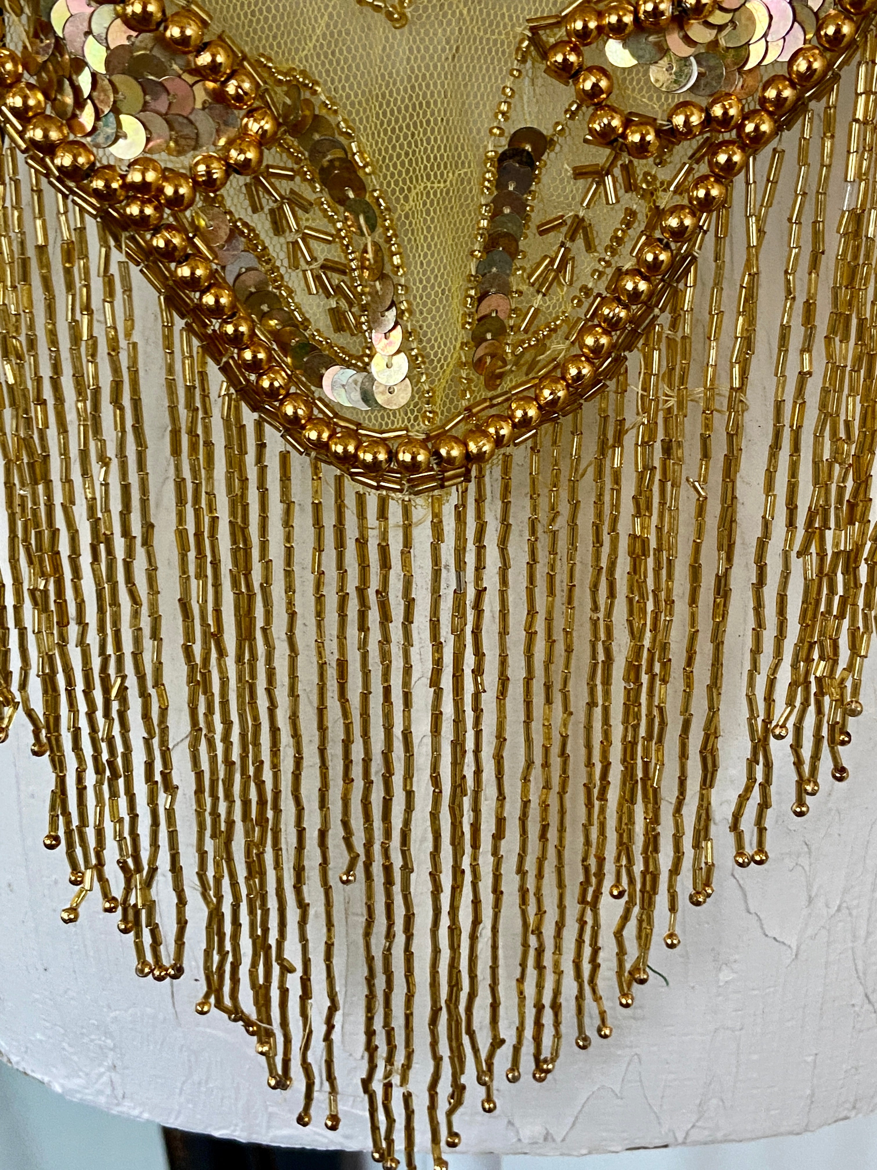 Vintage gold Glass Beaded Fringe & Sequin Shrug