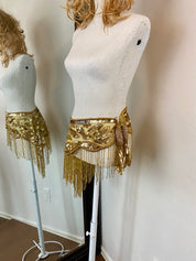 Vintage gold Glass Beaded Fringe & Sequin Shrug